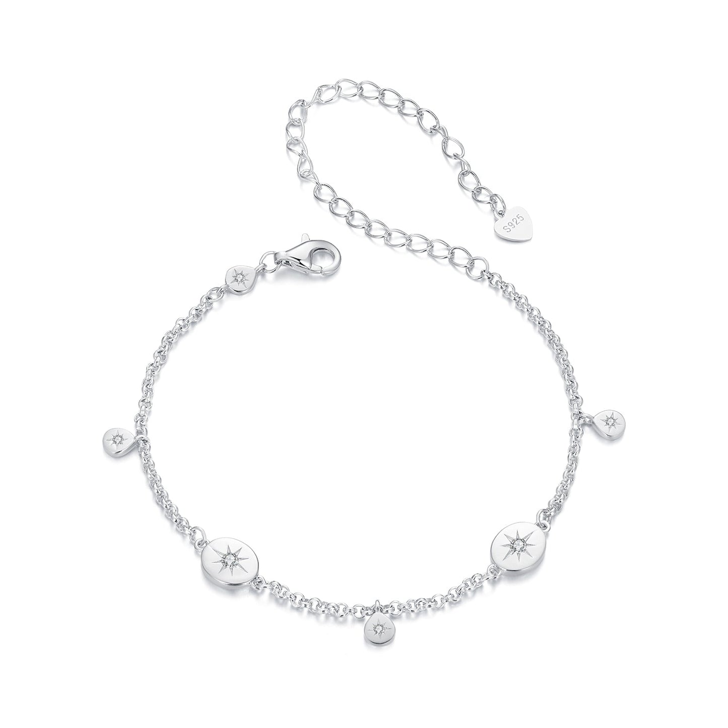 925 Sterling Silver & Plated White Gold CZ Bracelet