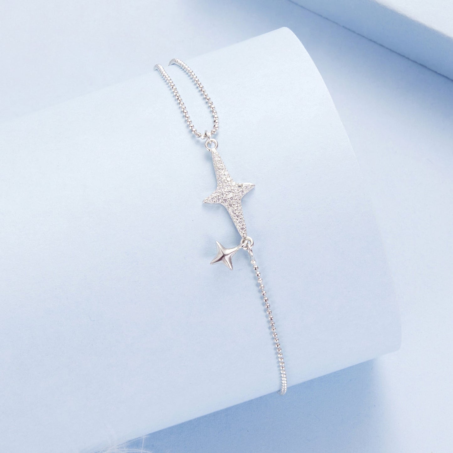 925 Sterling Silver & White Gold Plated Pave Setting CZ Bracelet 15+6cm