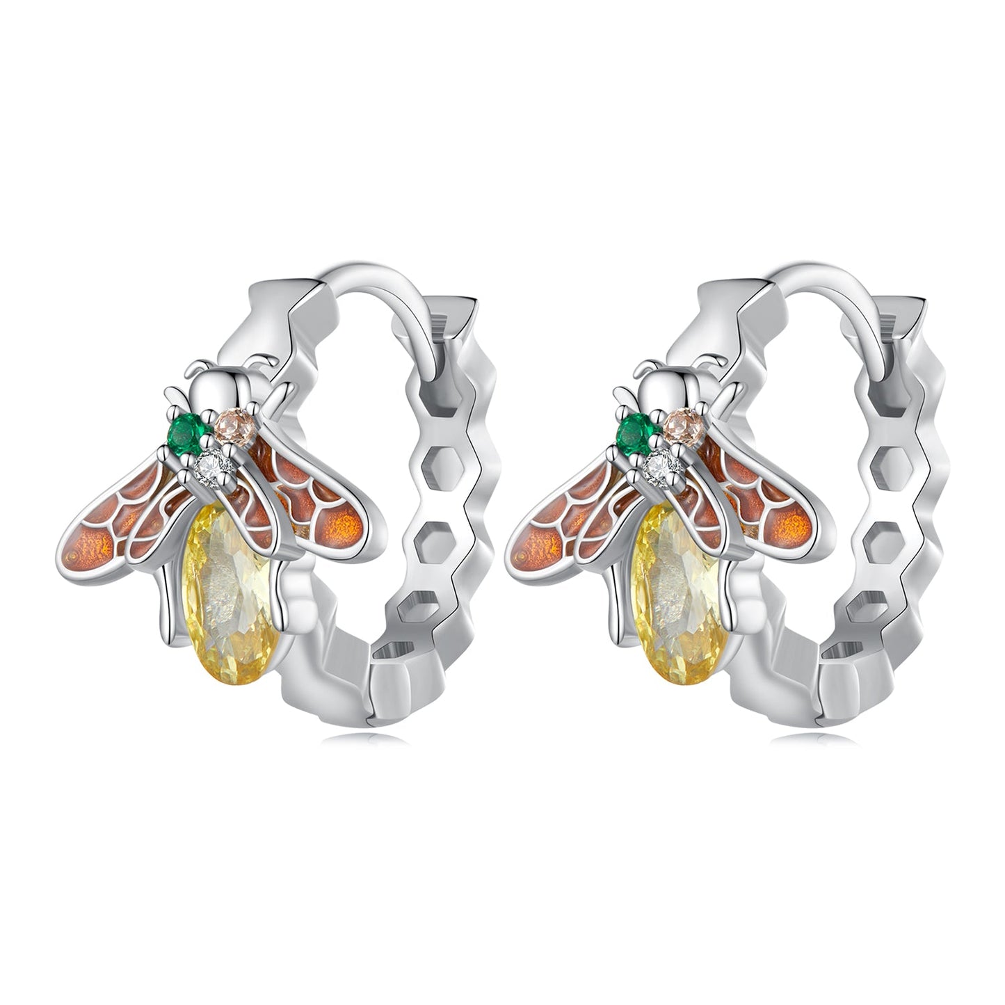 S925 Sterling Silver Enamel Blue Pavé Set CZ Earrings