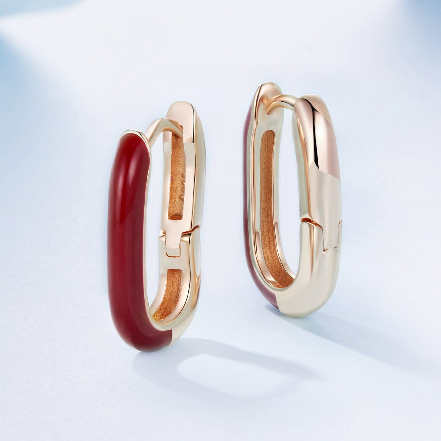 925 Sterling Silver Plated Rose Gold Enamel Earrings for Women