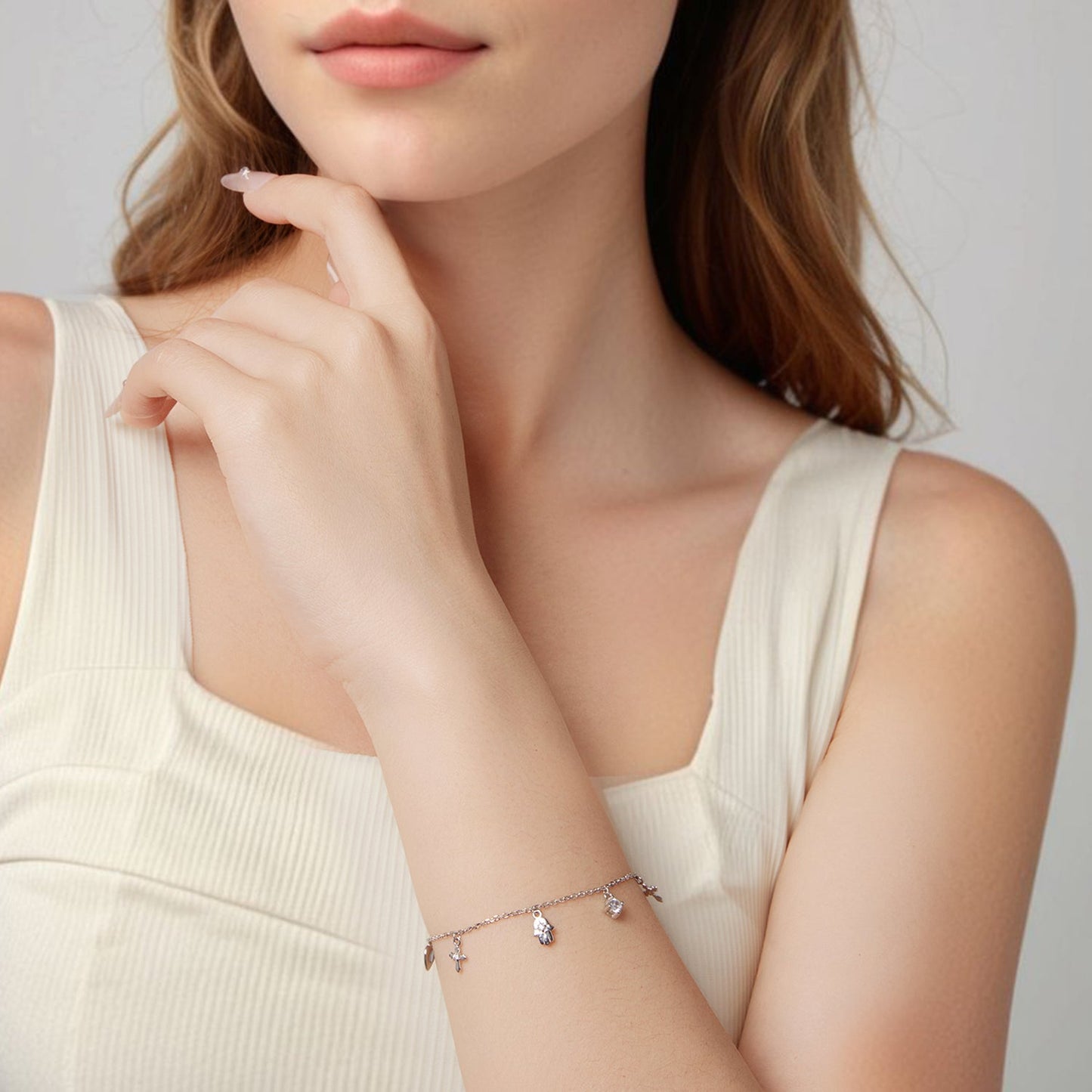 925 Sterling Silver Bracelet with Plated White Gold and Pavé Setting CZ
