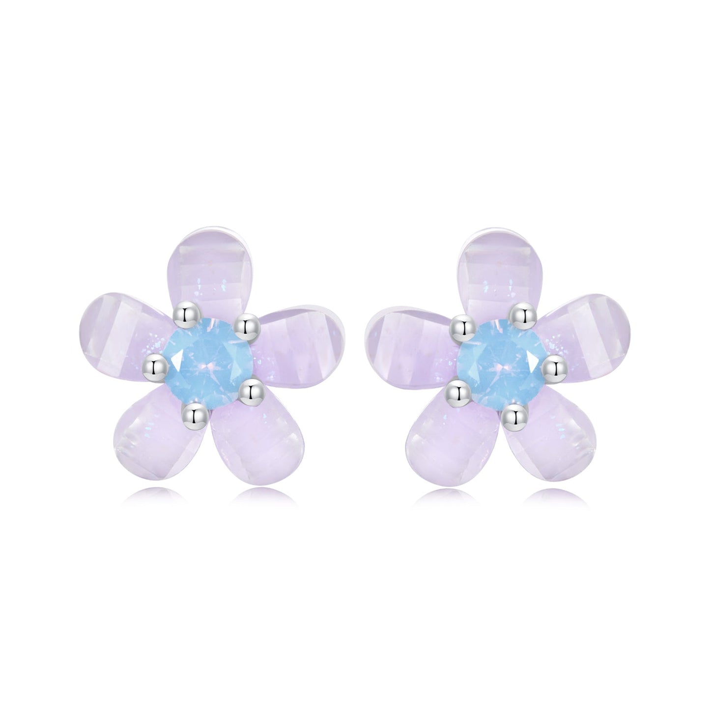 925 Sterling Silver Opal 8mm Earrings for Women