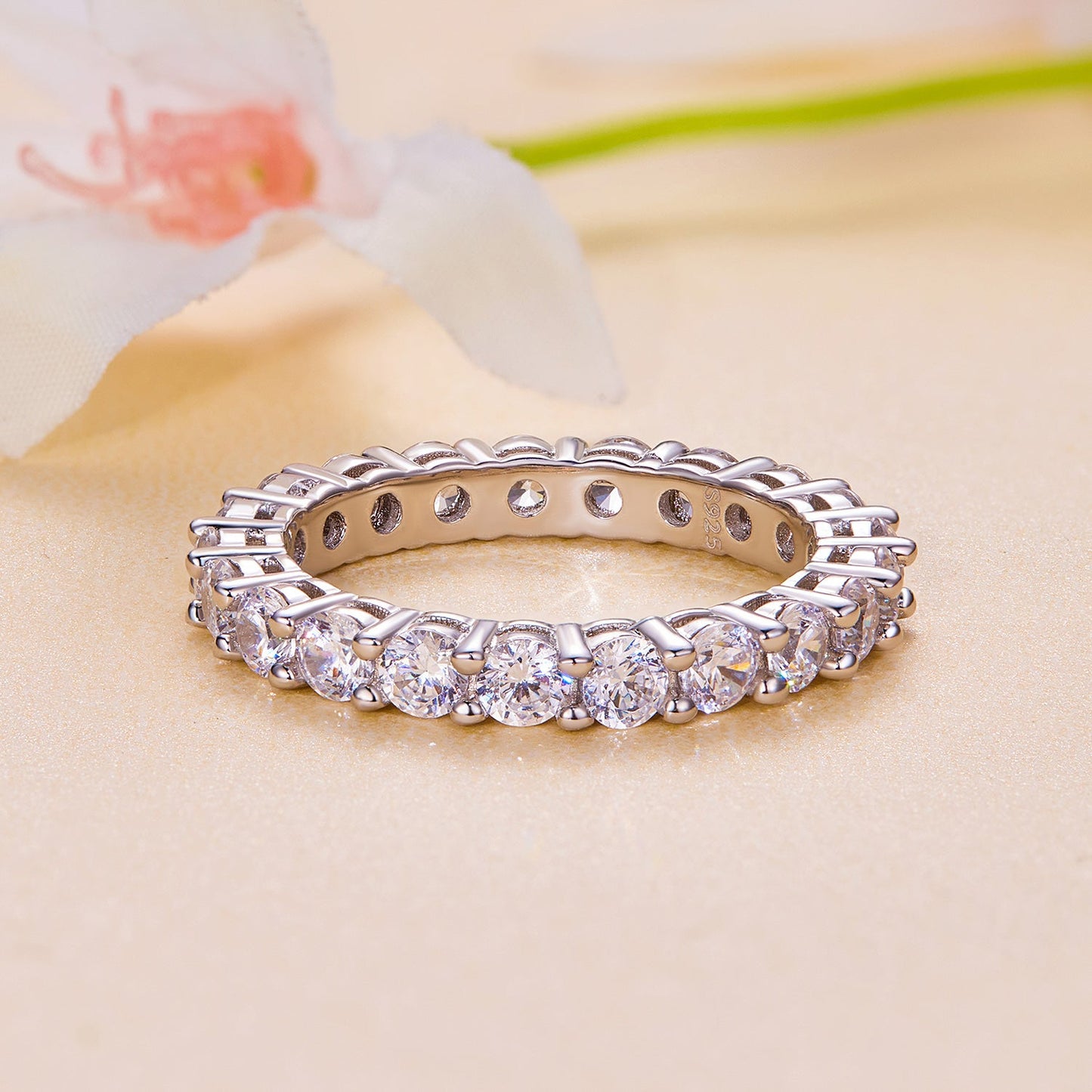 925 Sterling Silver Moissanite 0.1ct Ring Size 6 for Women