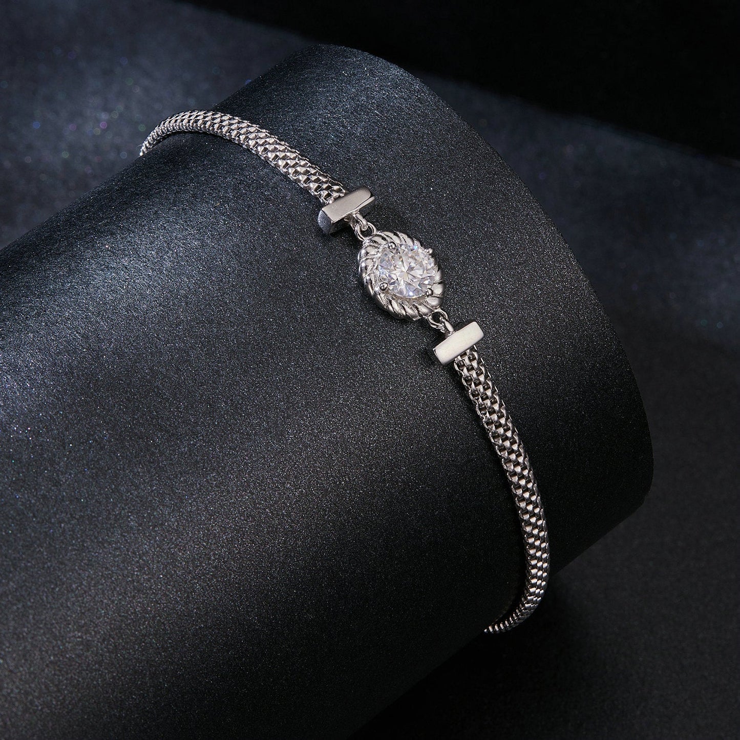 925 Sterling Silver 0.5 Carat Moissanite White Gold Plated Bracelet for Women