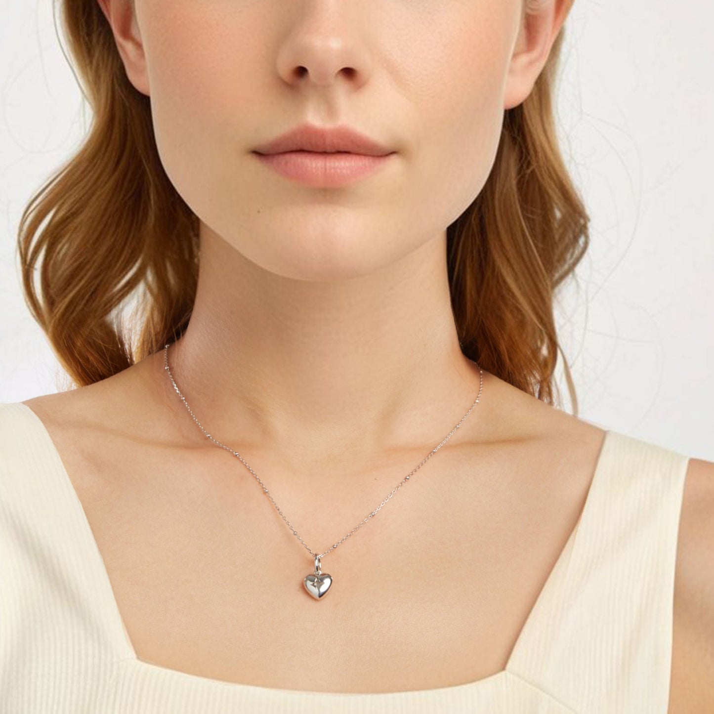 925 Sterling Silver Plated White Gold Necklace 40+5cm with 1.8*1.0cm Pendant for Women