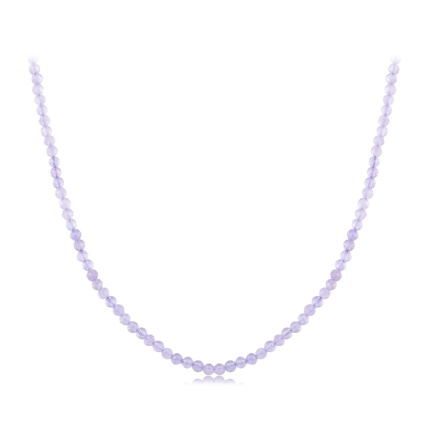 925 Sterling Silver 38+6cm Amethyst Necklace with White Gold Plating for Women