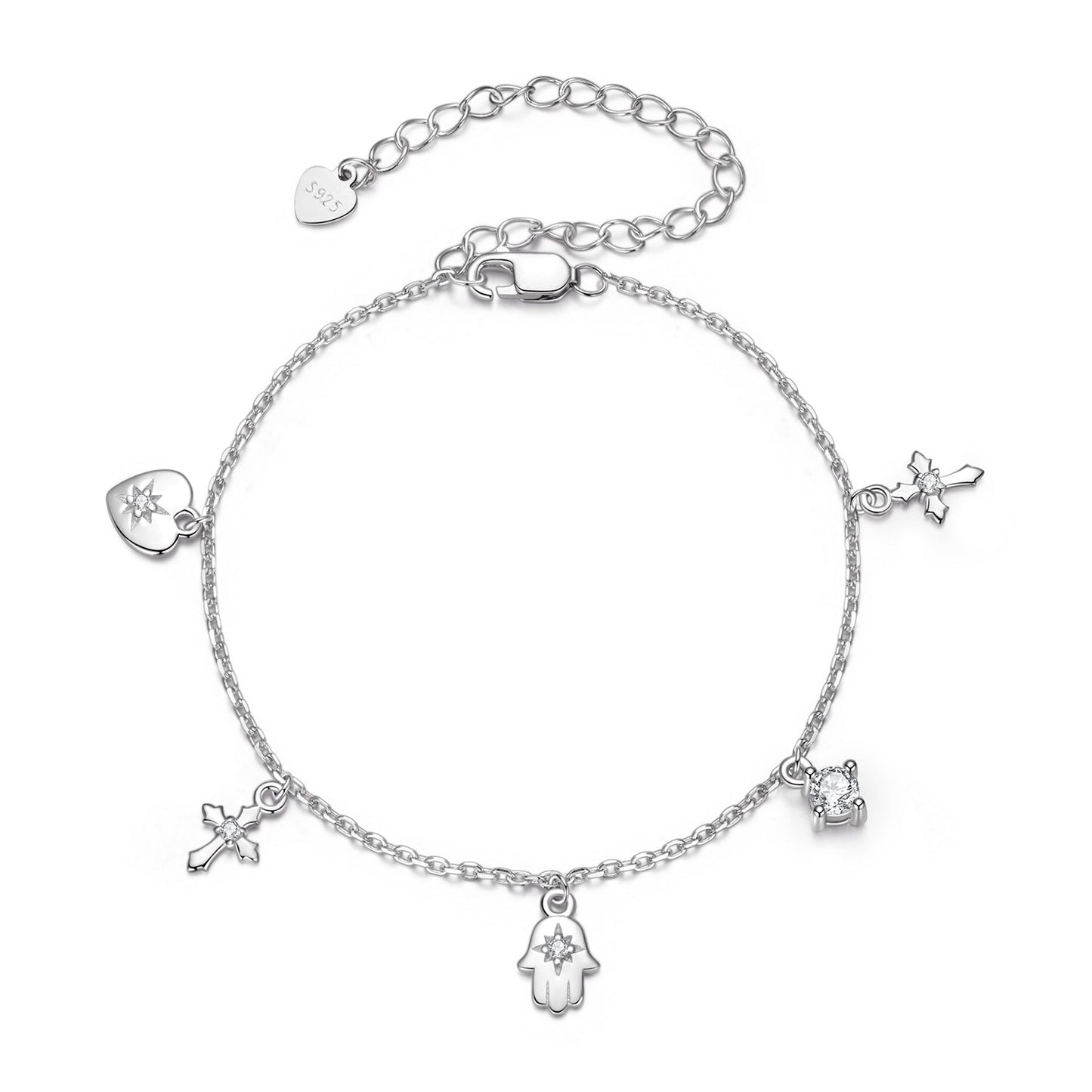 925 Sterling Silver Bracelet with Plated White Gold and Pavé Setting CZ