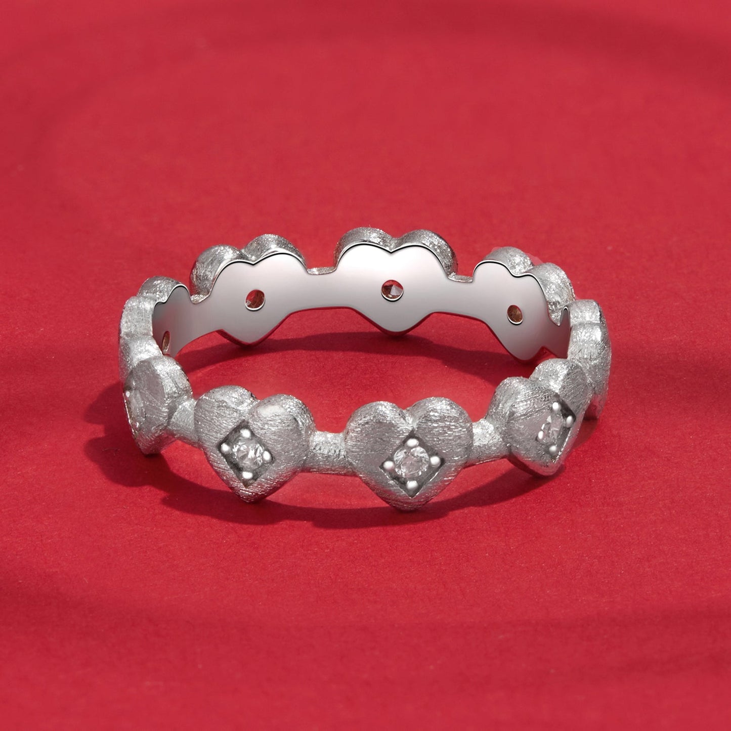 925 Sterling Silver Pave Setting CZ White Gold Plated Ring Size 6 for Women