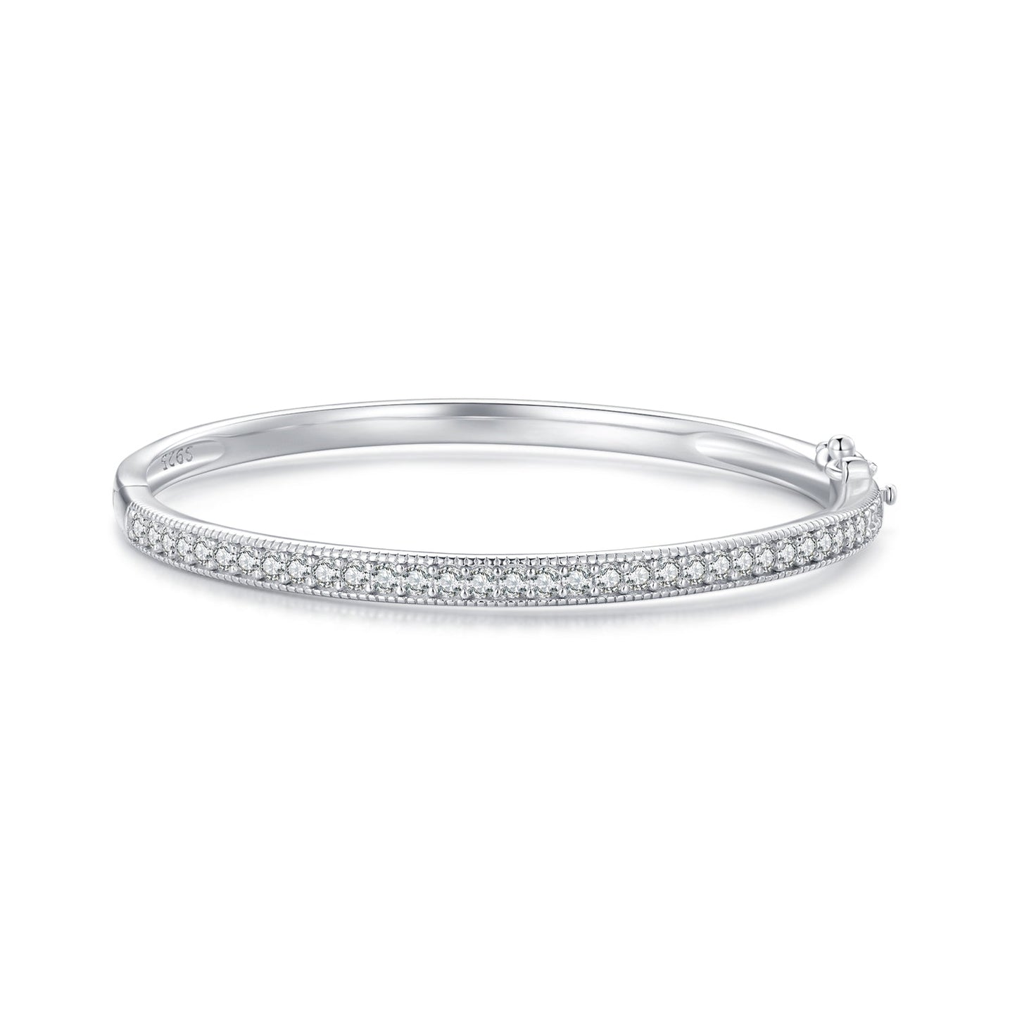925 Silver & Platinum Pavé Setting CZ Bracelets, Size 17.0 mm for Women