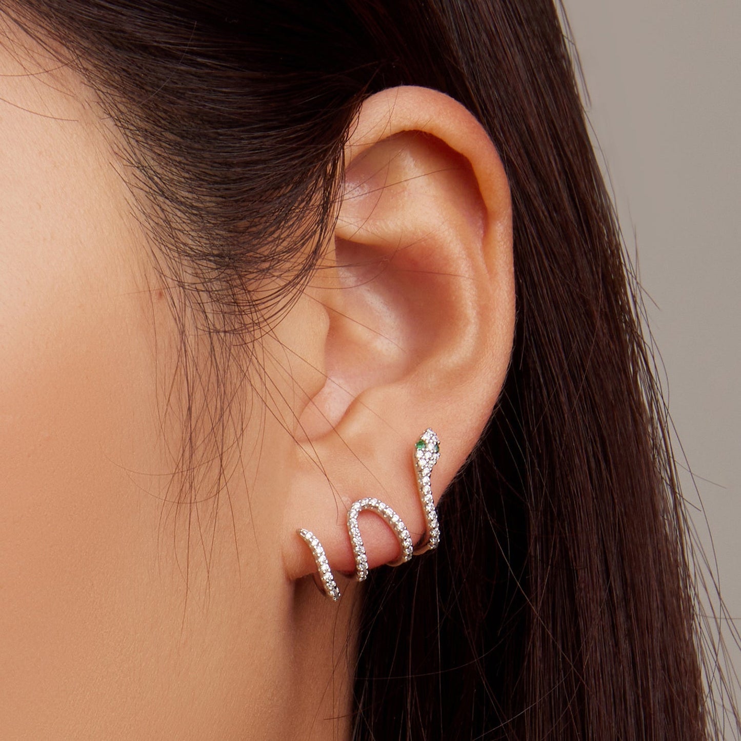 925 Sterling Silver Earrings with Plated Platinum and Pavé Setting CZ, 1.5x2.2cm for Women