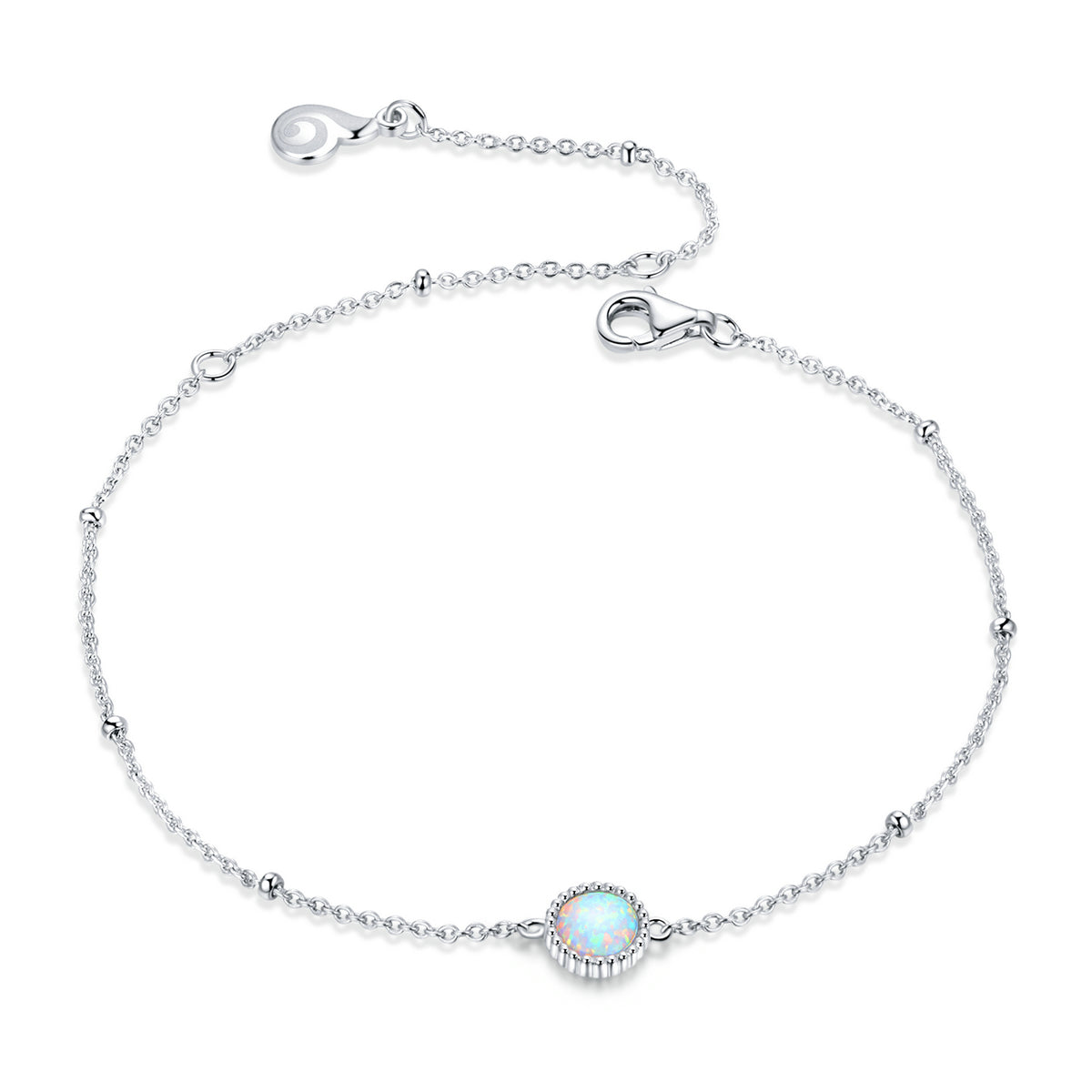 925 Sterling Silver Opal Bracelet for Women - Adjustable Size, Translucent Color