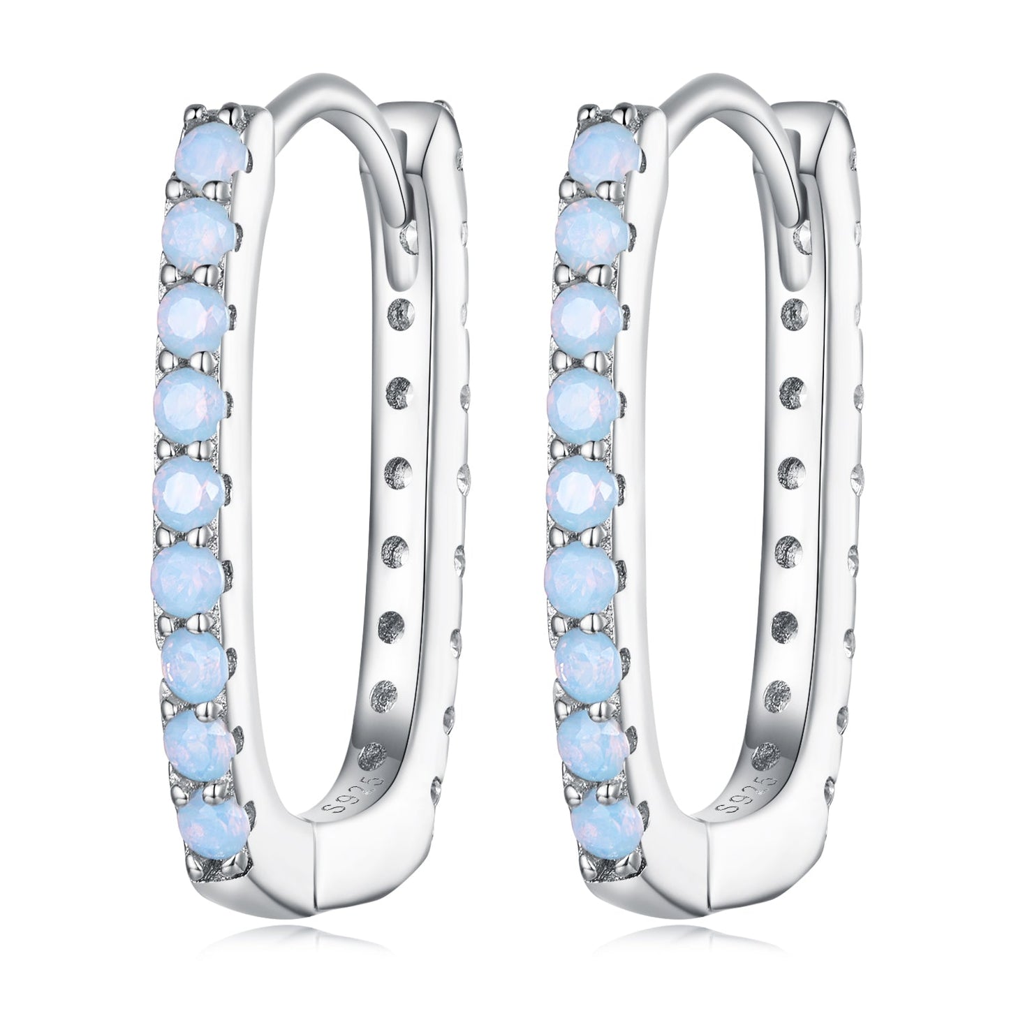 925 Sterling Silver Opal Earrings with Platinum Plating for Women