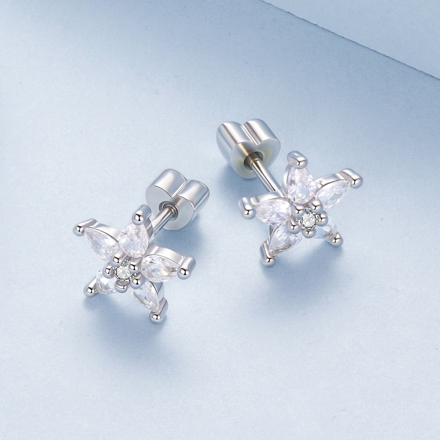 925 Sterling Silver Earrings with Pavé CZ Setting