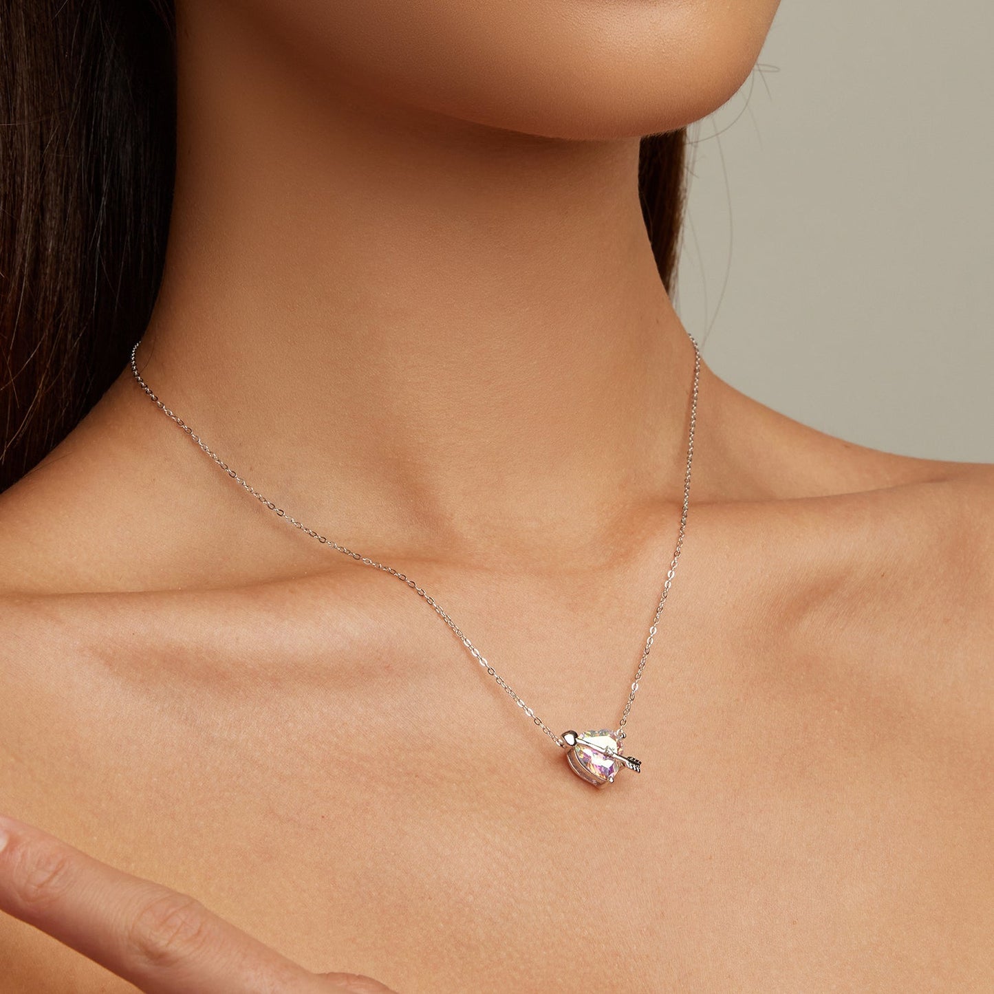 S925 Sterling Silver Adjustable Necklace with CZ Pendant for Women