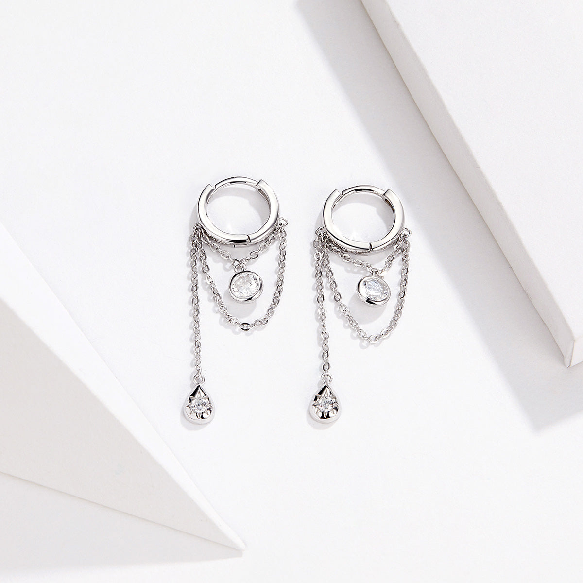 925 Platinum Plated Pavé Setting CZ Earrings