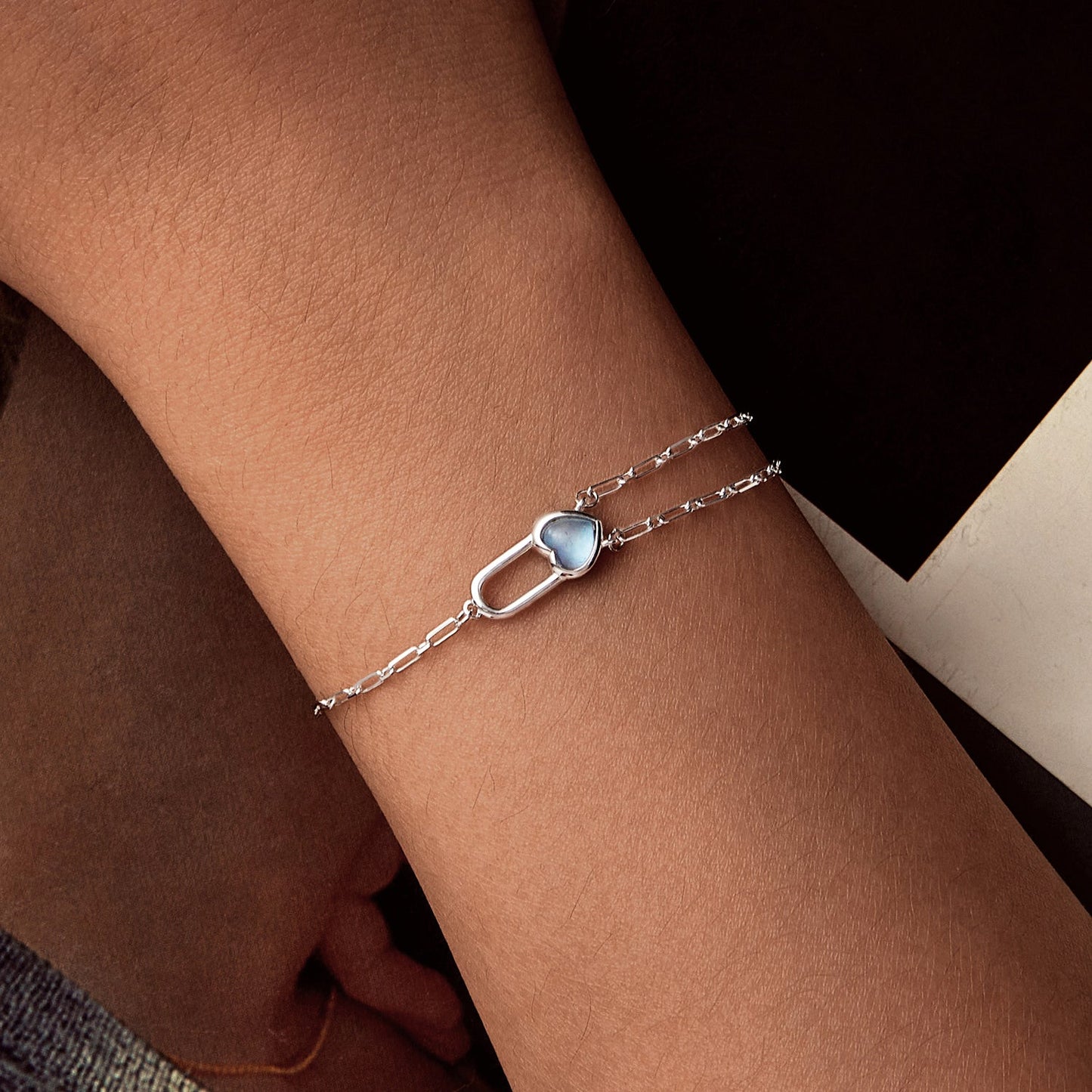 925 Sterling Silver Aquamarine Bracelet for Women