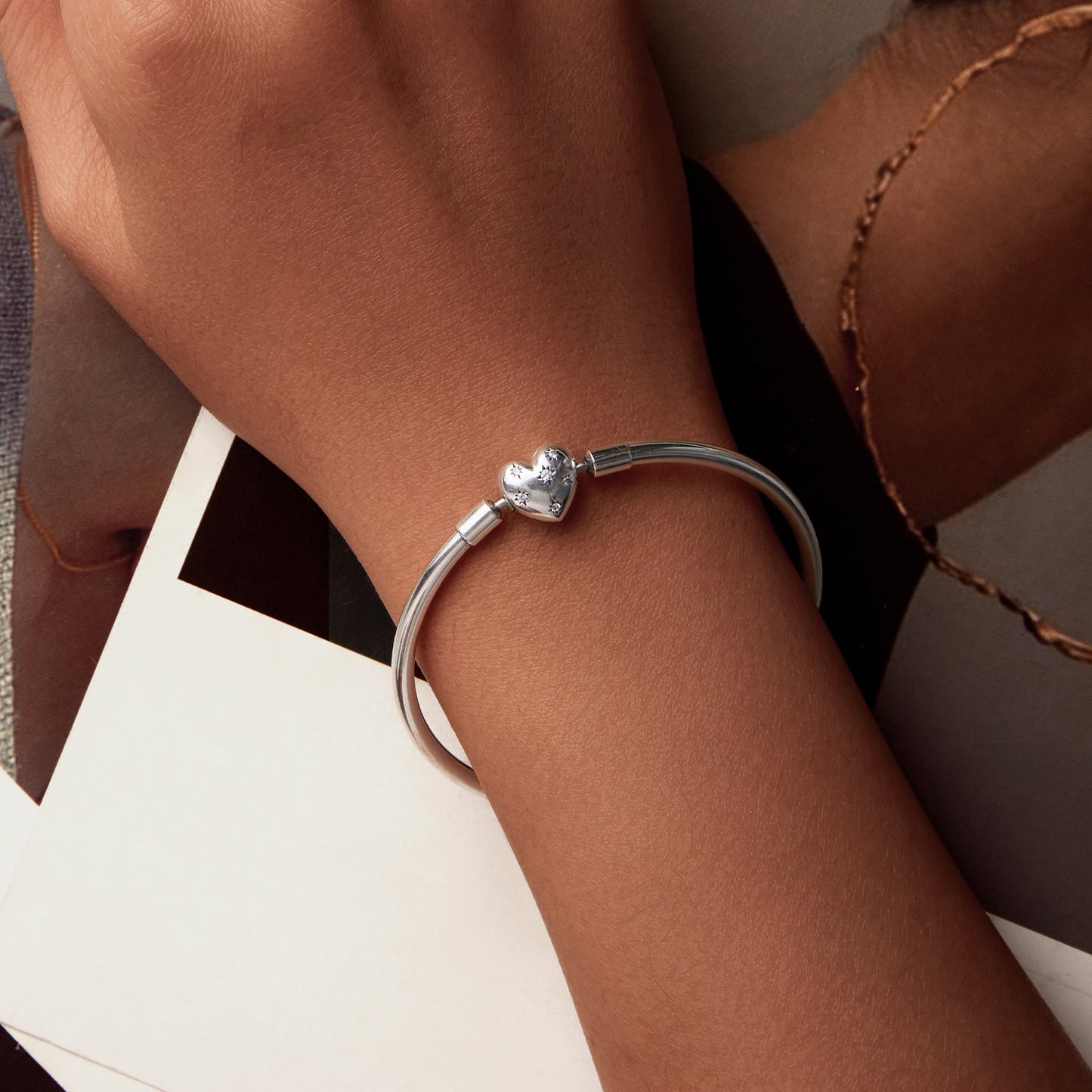 925 Sterling Silver White Gold Plated 17.0cm CZ Bracelet for Women
