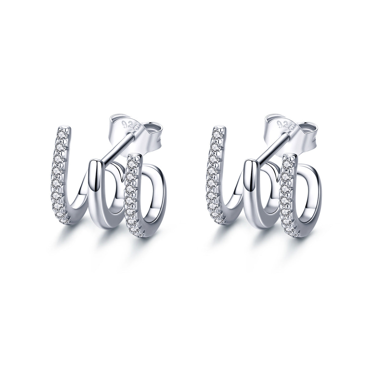 S925 Sterling Silver Platinum Plated Pavé Setting CZ Earrings