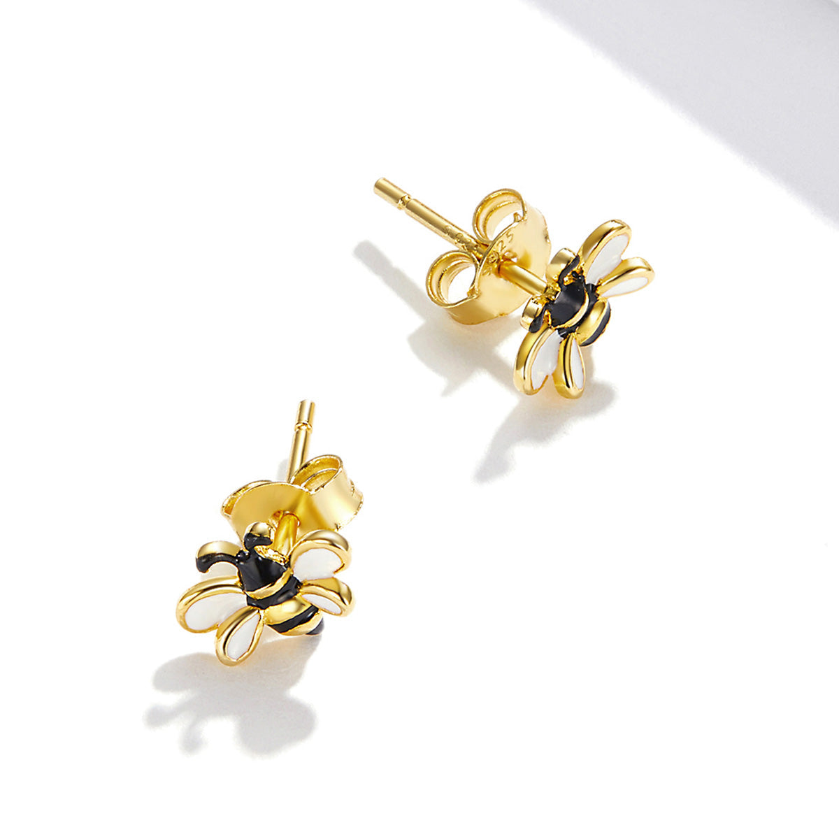 925 Sterling Silver Enamel Plated Gold Earrings