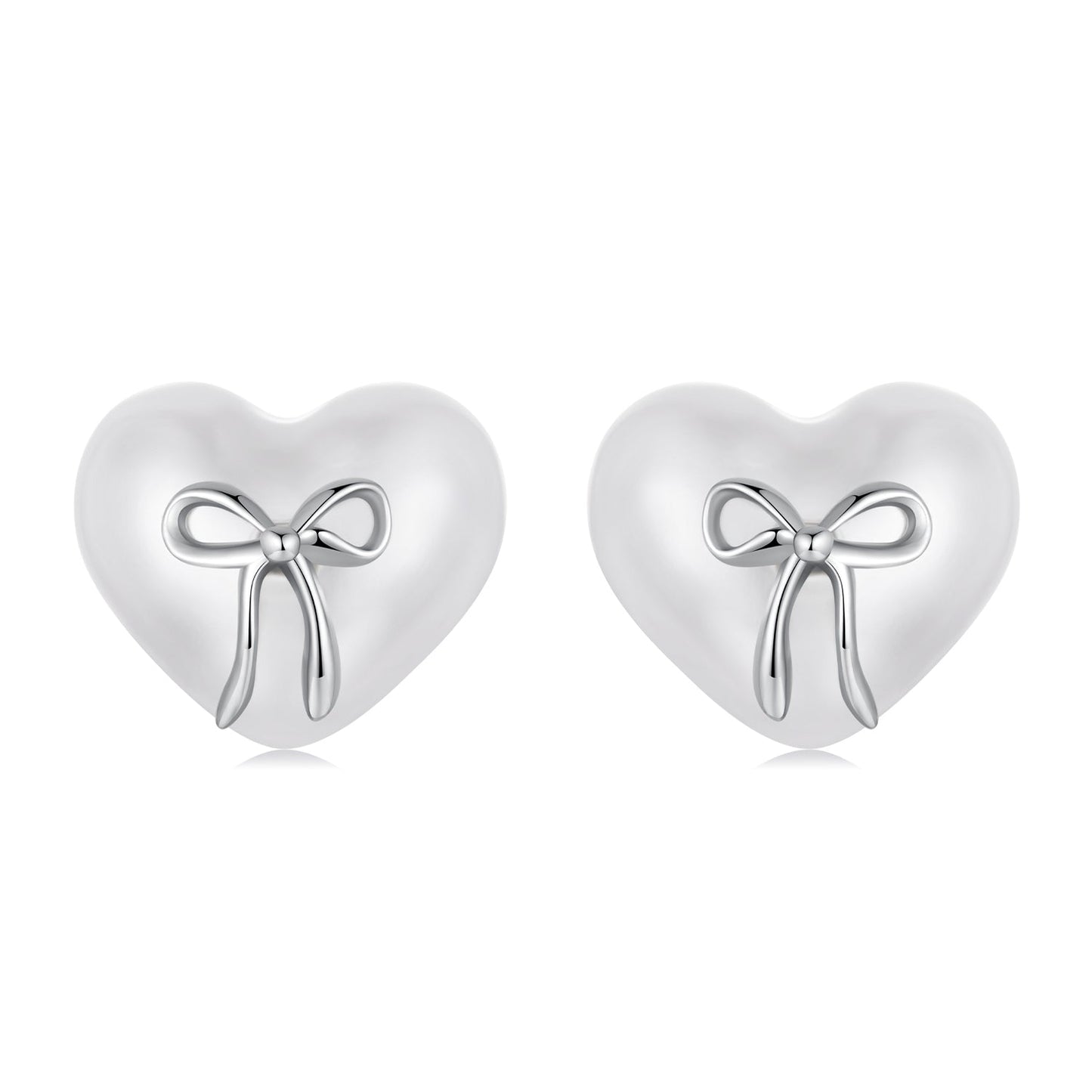 925 Sterling Silver Earrings with Quality Shell Pearl, Size 1*1.2cm for Women