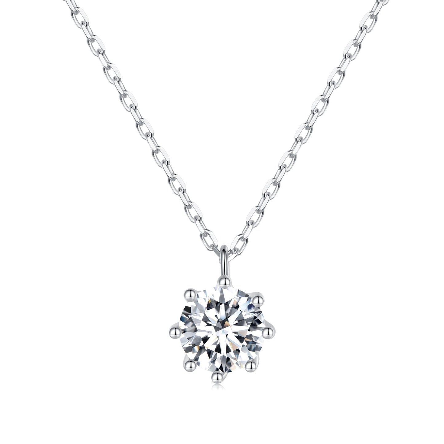 925 Sterling Silver Plated Platinum Moissanite Necklace 39+5cm for Women