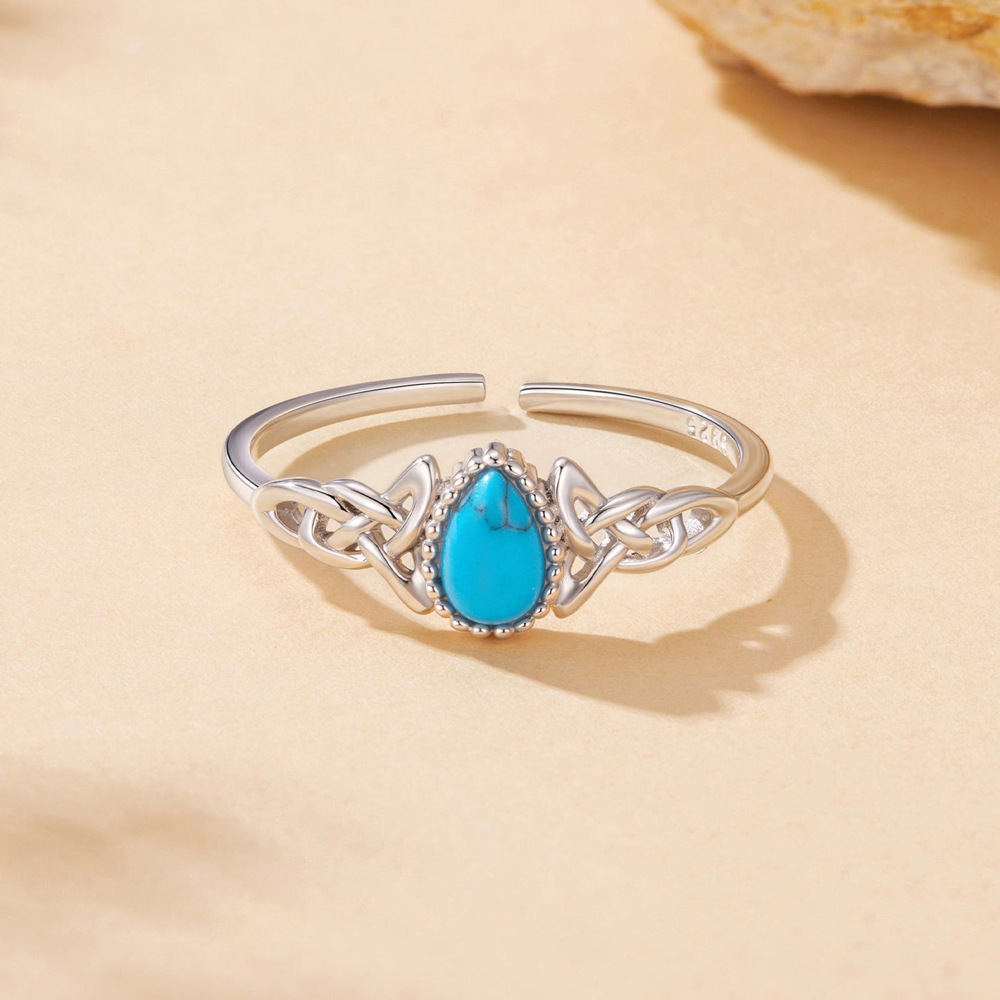 925 Sterling Silver Synthetic Turquoise Ring for Women