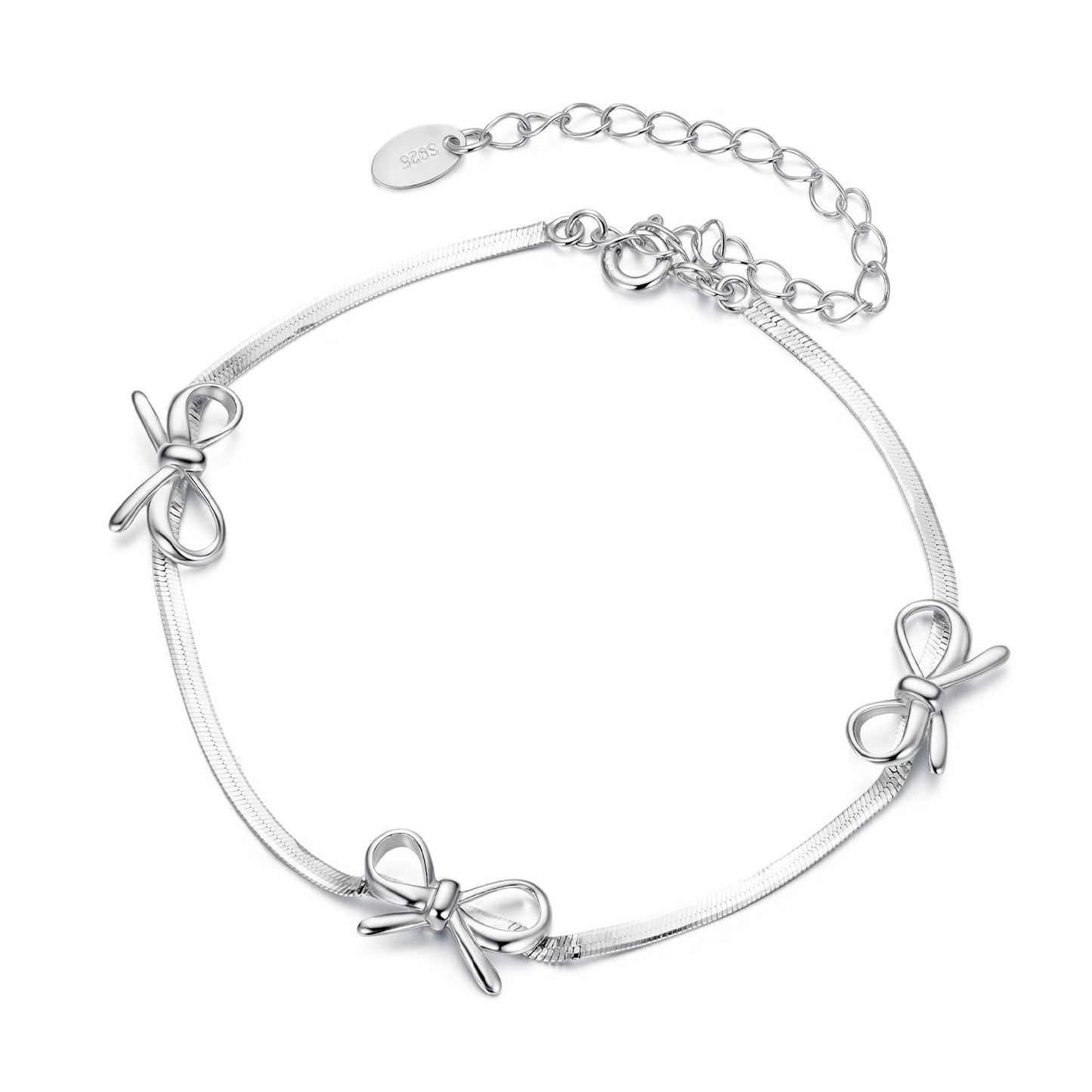 925 Sterling Silver White Gold Plated Adjustable Bracelet for Women