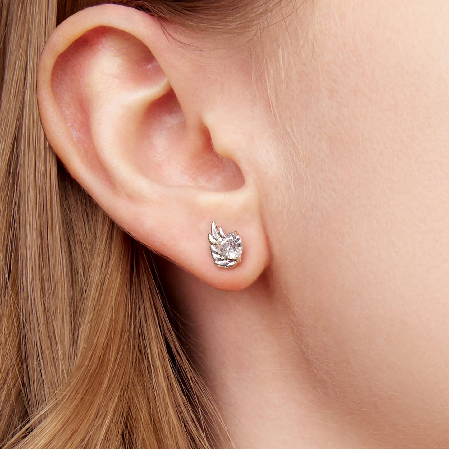 925 Sterling Silver Earrings with Pavé Setting CZ in Oxidized Silver - 1.0*0.7cm