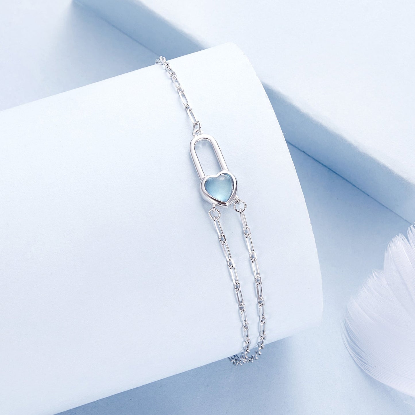 925 Sterling Silver Aquamarine Bracelet for Women