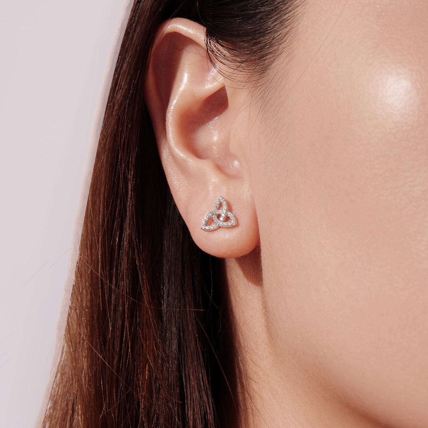 925 Sterling Silver White Gold Plated Pavé CZ Earrings