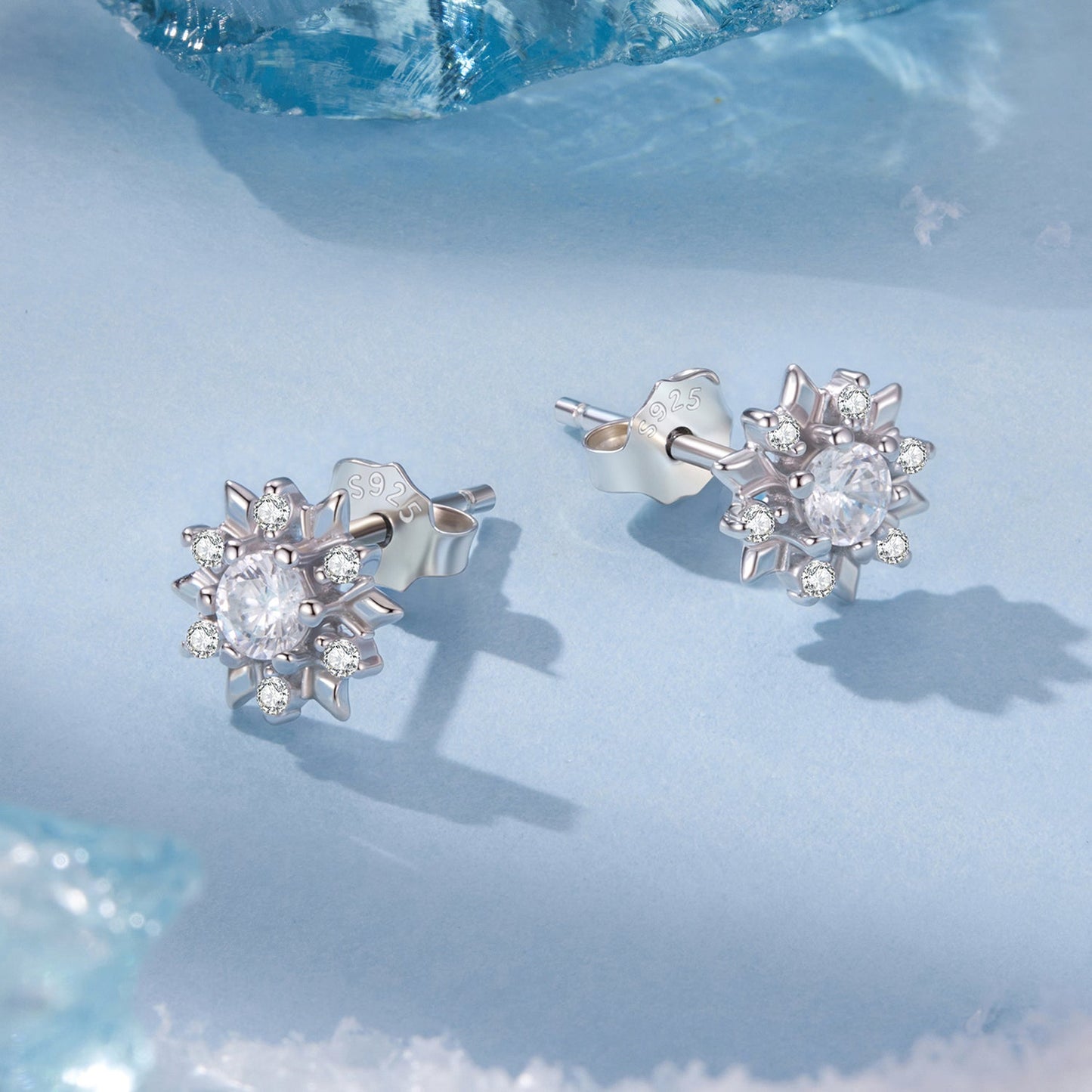 925 Sterling Silver White Gold Plated 0.7cm Pavé Set CZ Earrings for Women