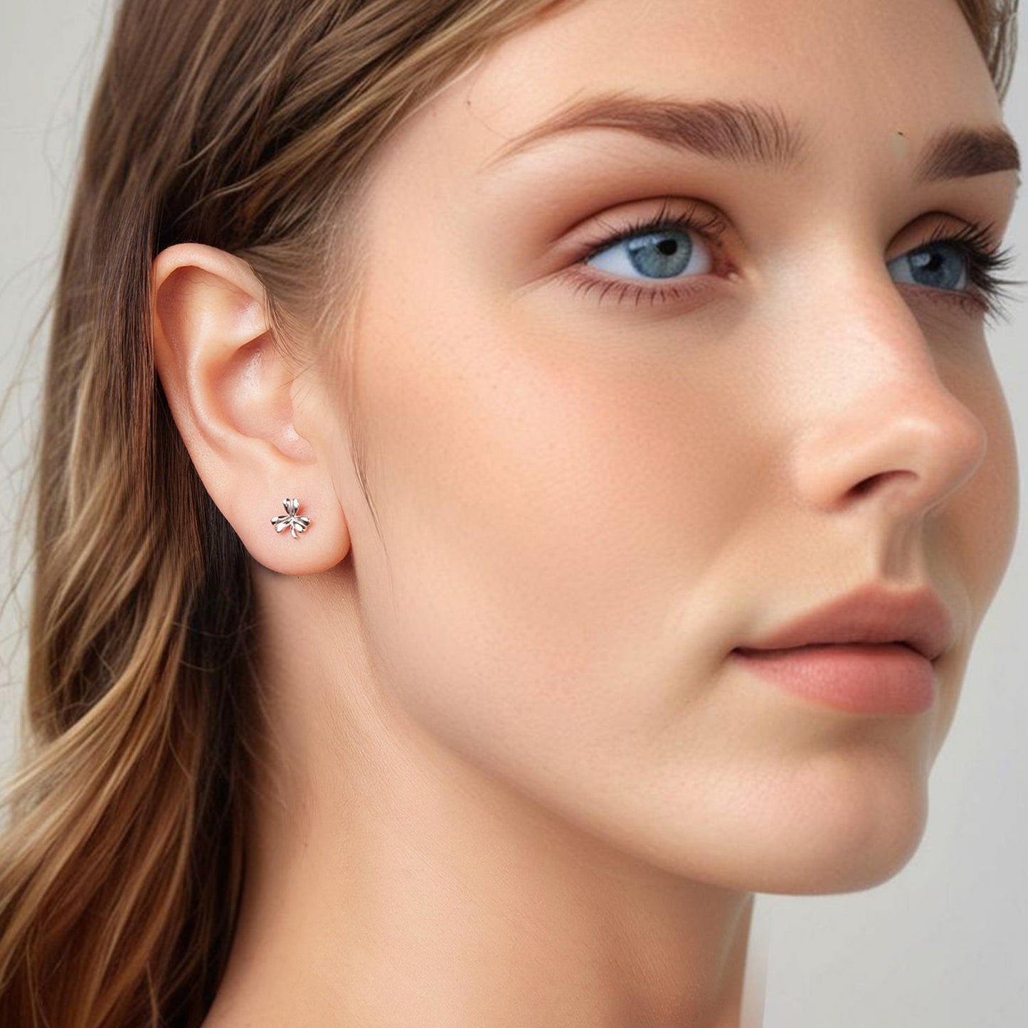 925 Sterling Silver White Gold Plated 0.7cm Earrings for Women