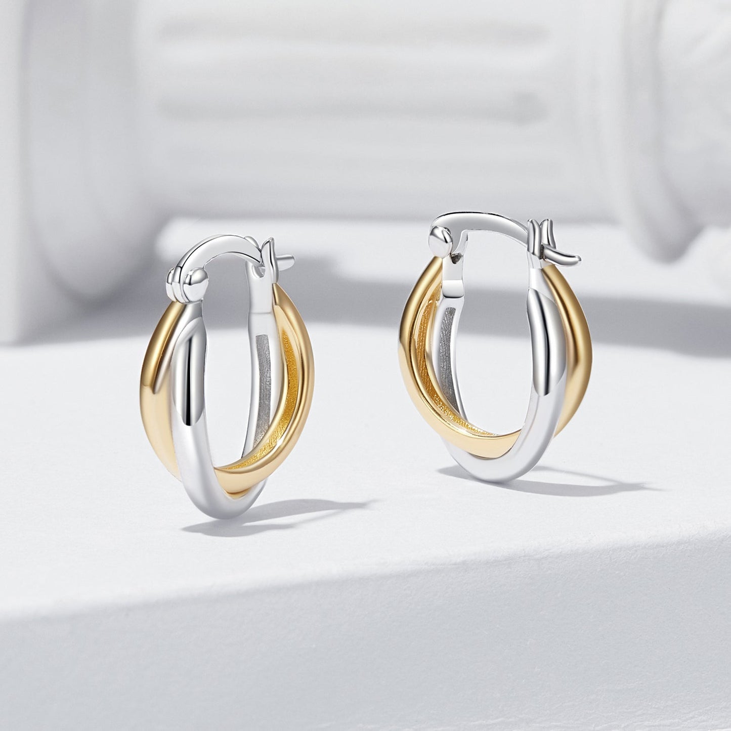 925 Sterling Silver Earrings with Platinum and Gold Plating for Women