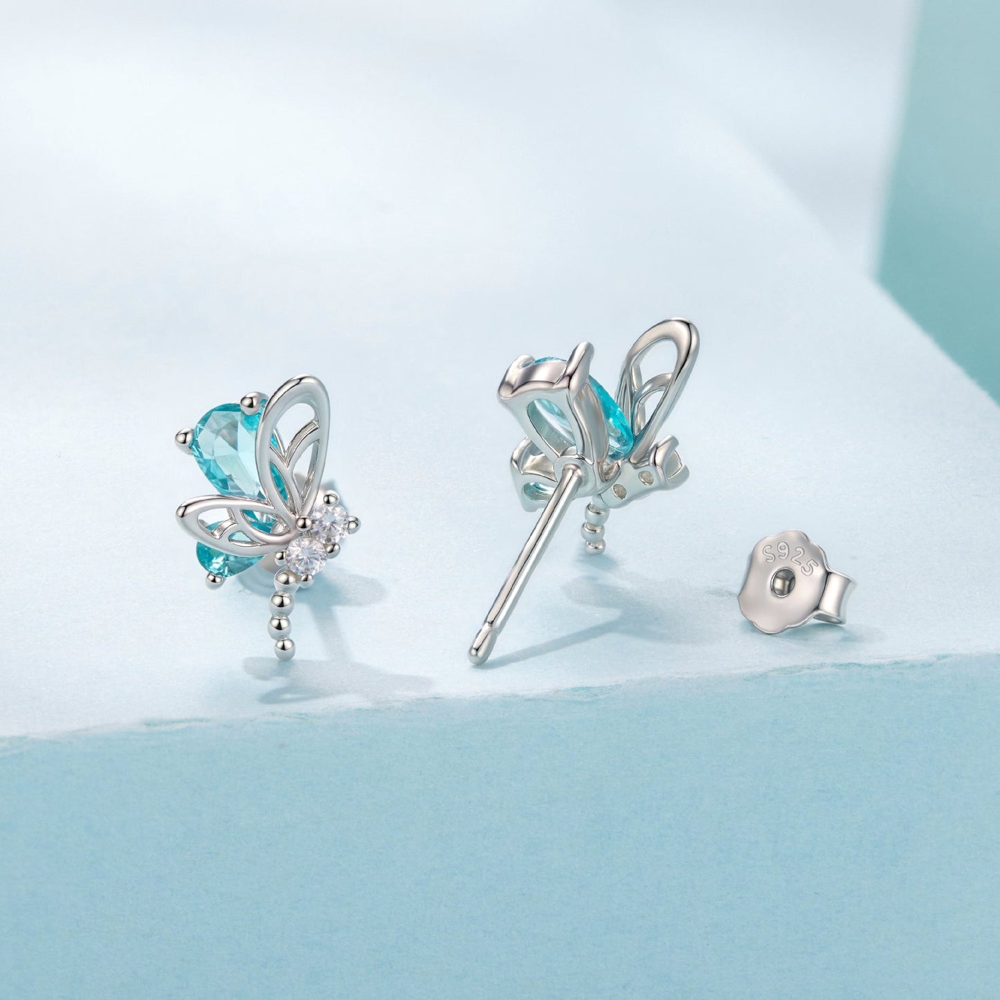 925 Sterling Silver White Gold Plated 1.0x0.7cm CZ Earrings for Women