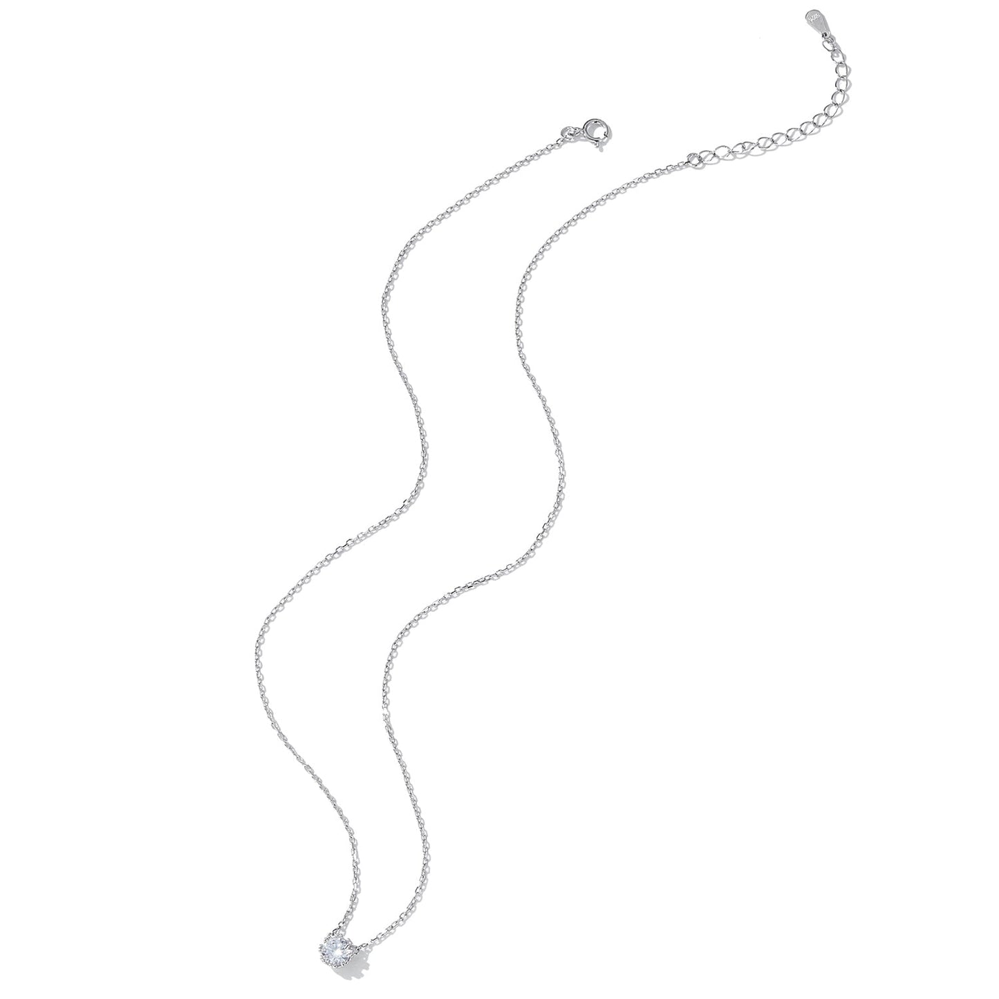 925 Sterling Silver Adjustable Necklace with CZ Pendants for Women