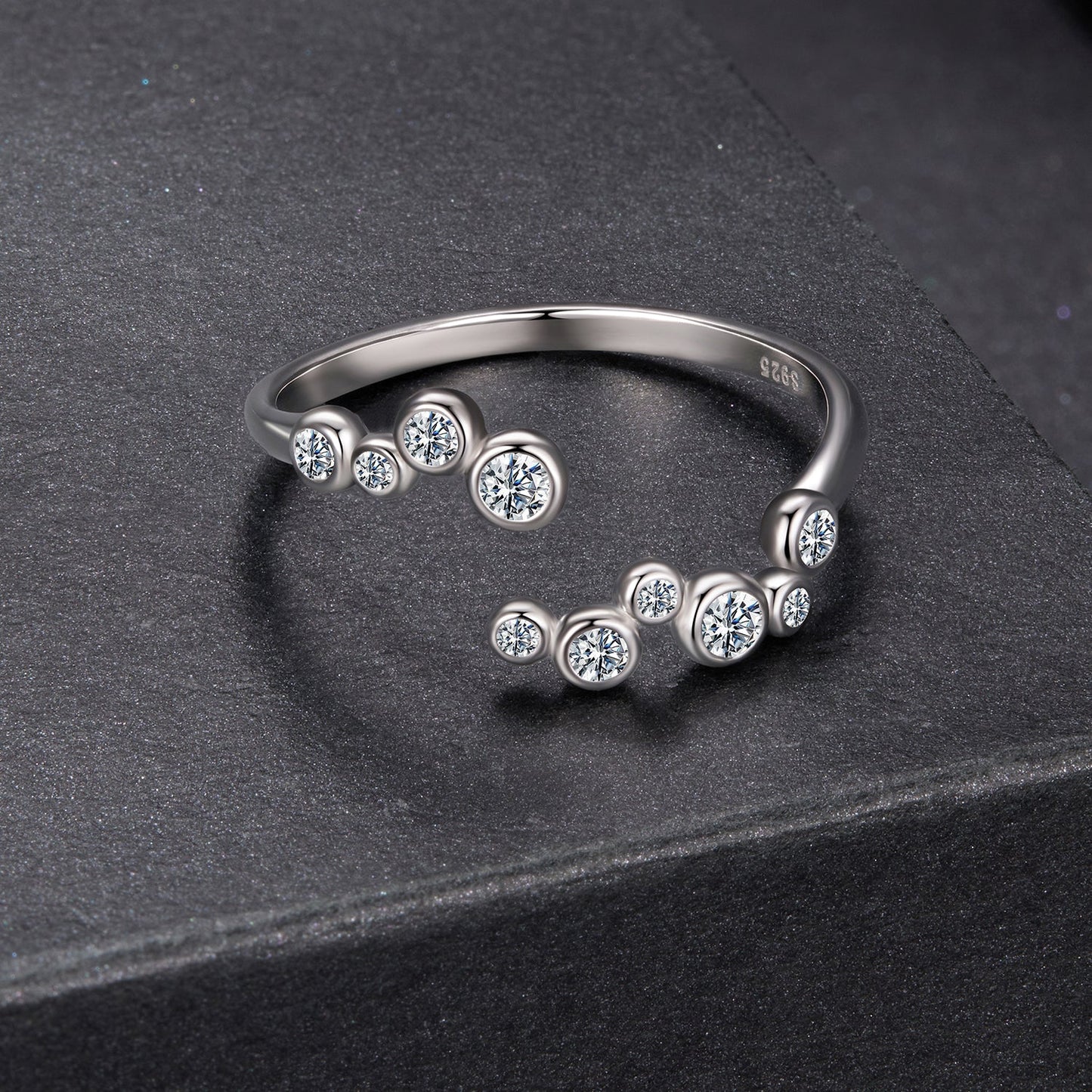 925 Sterling Silver Moissanite 0.06 Carat Ring for Women, Size E