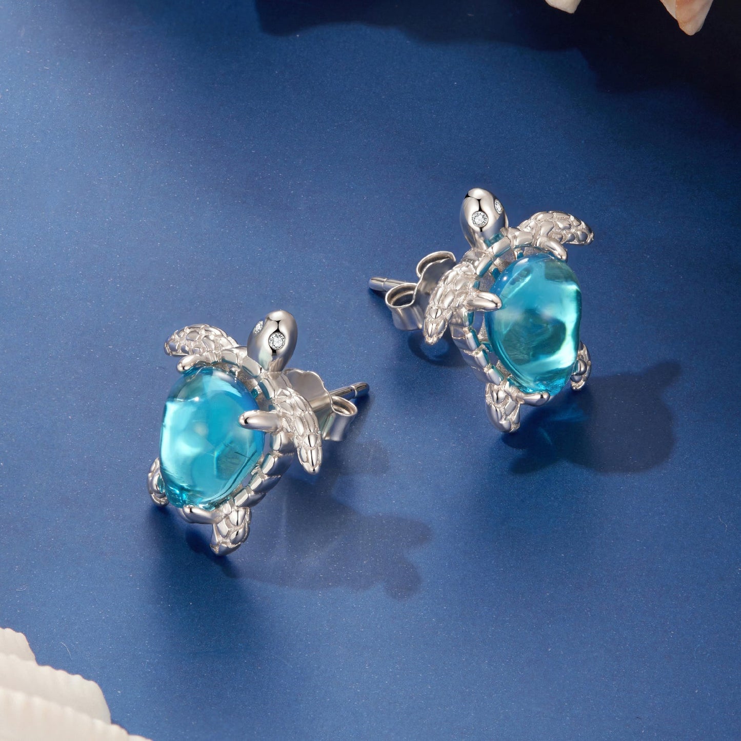 925 Sterling Silver & Brass Transparent Glass CZ Earrings 1.3*1.2cm for Women