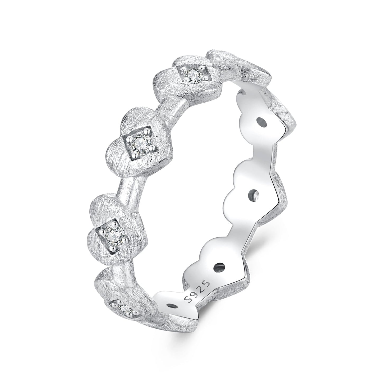 925 Sterling Silver Pave Setting CZ White Gold Plated Ring Size 6 for Women
