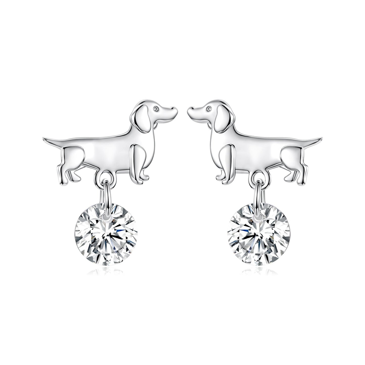 925 Sterling Silver White Gold Plated Pavé Setting CZ Earrings for Women