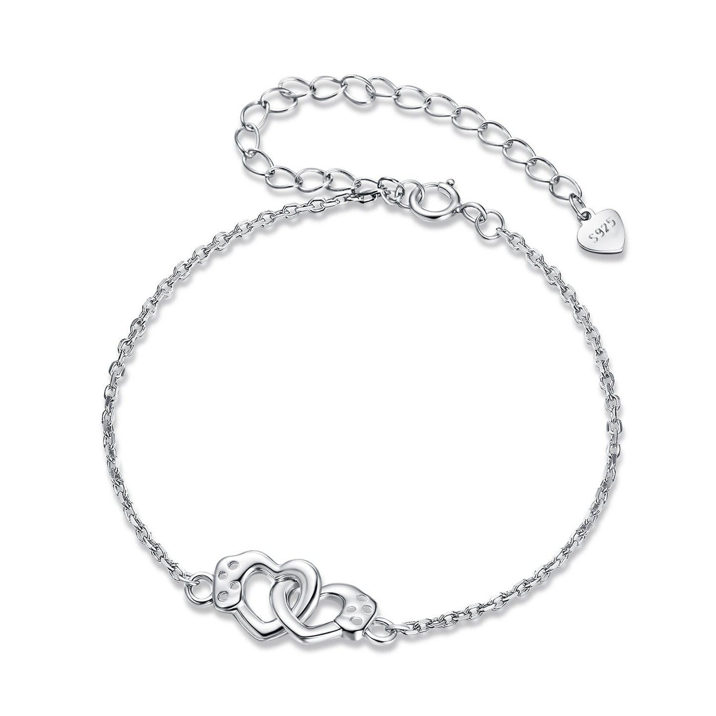 925 Sterling Silver White Gold Plated Chain Bracelet for Women