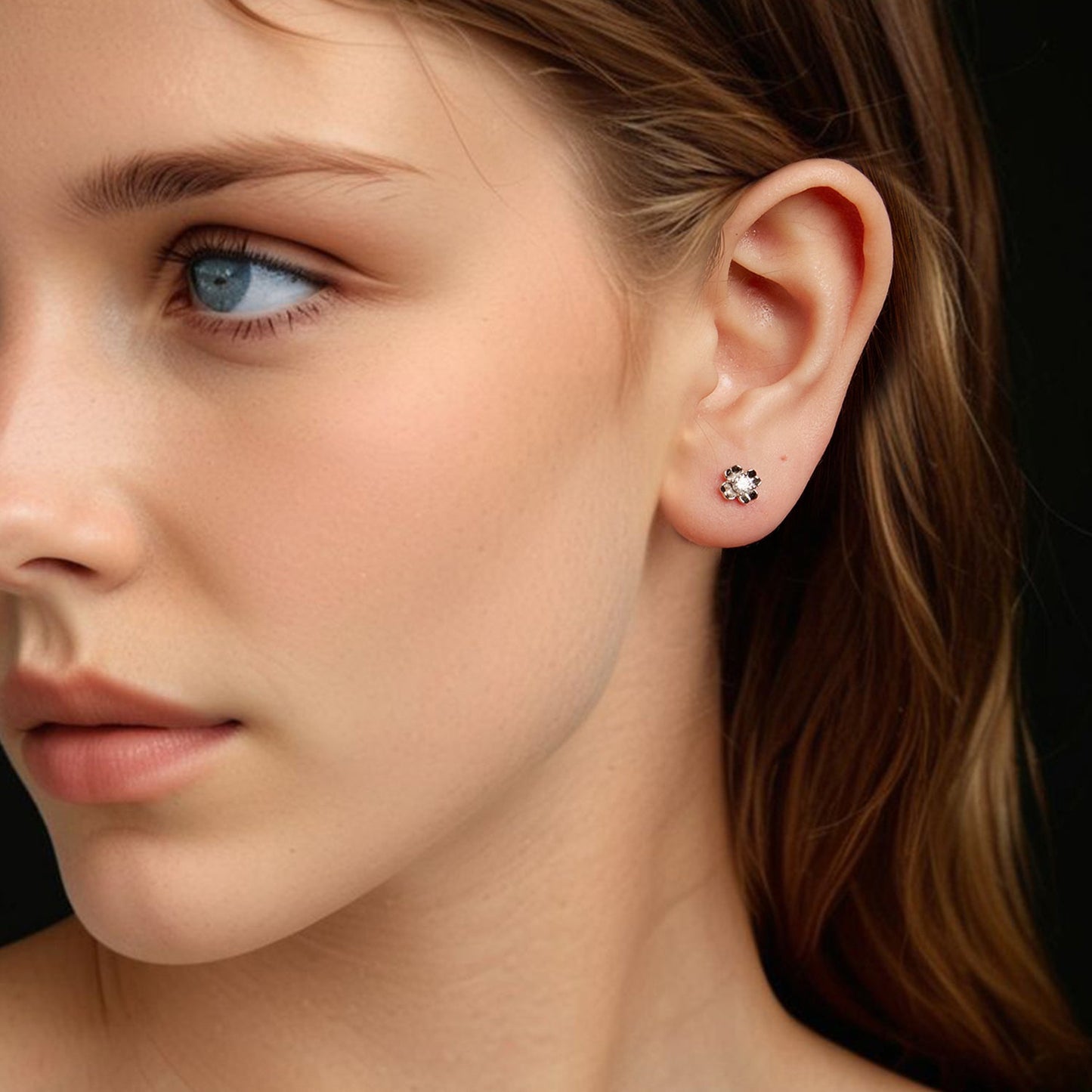 925 Sterling Silver Moissanite Earrings 0.6cm for Women