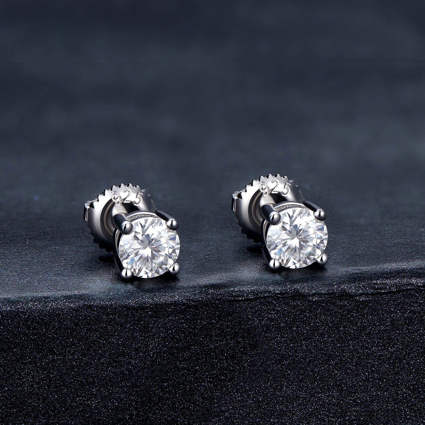 925 Sterling Silver Earrings with Moissanite in Style S, 0.5cm for Women