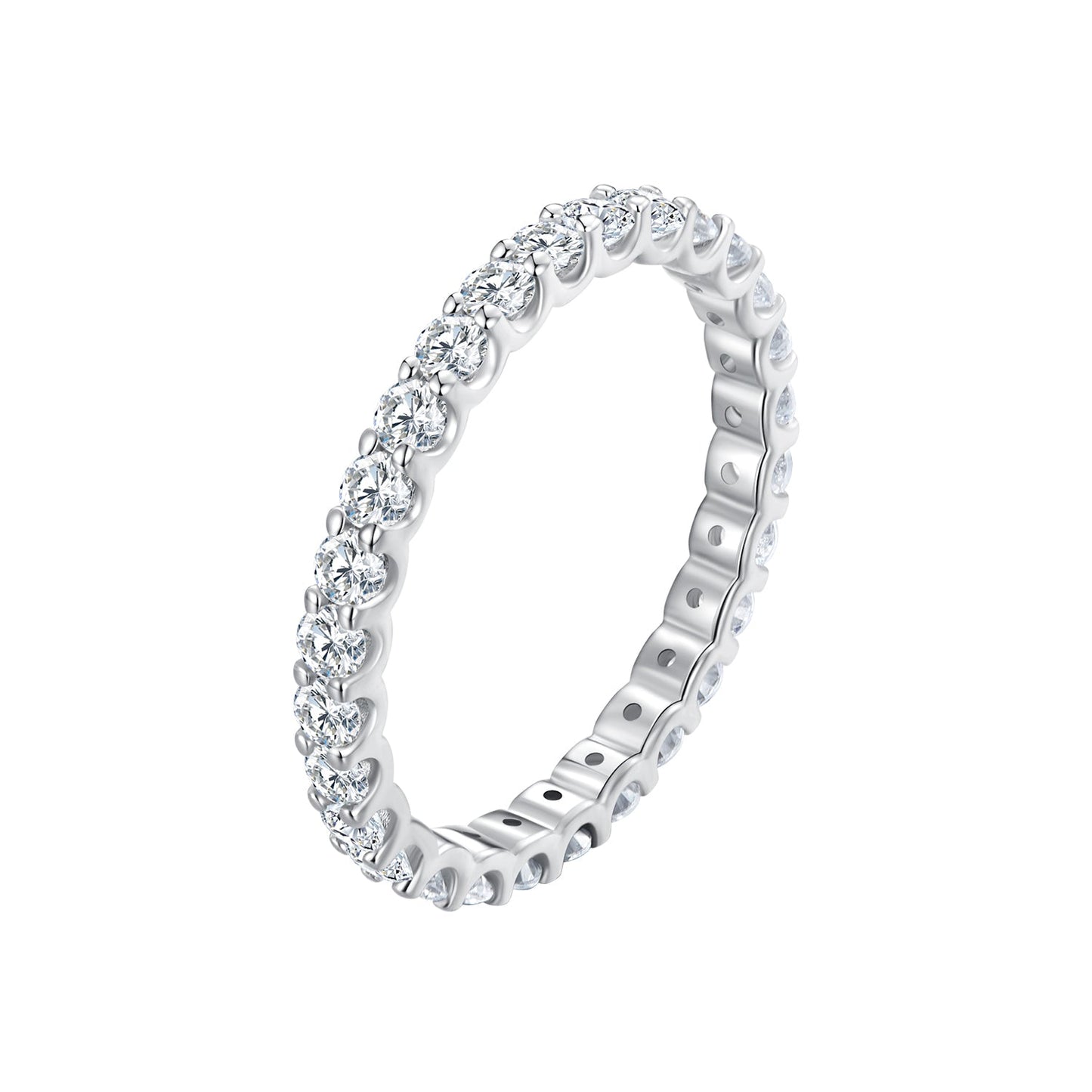 S925 Sterling Silver 2.0mm Moissanite Ring Size 9 for Women