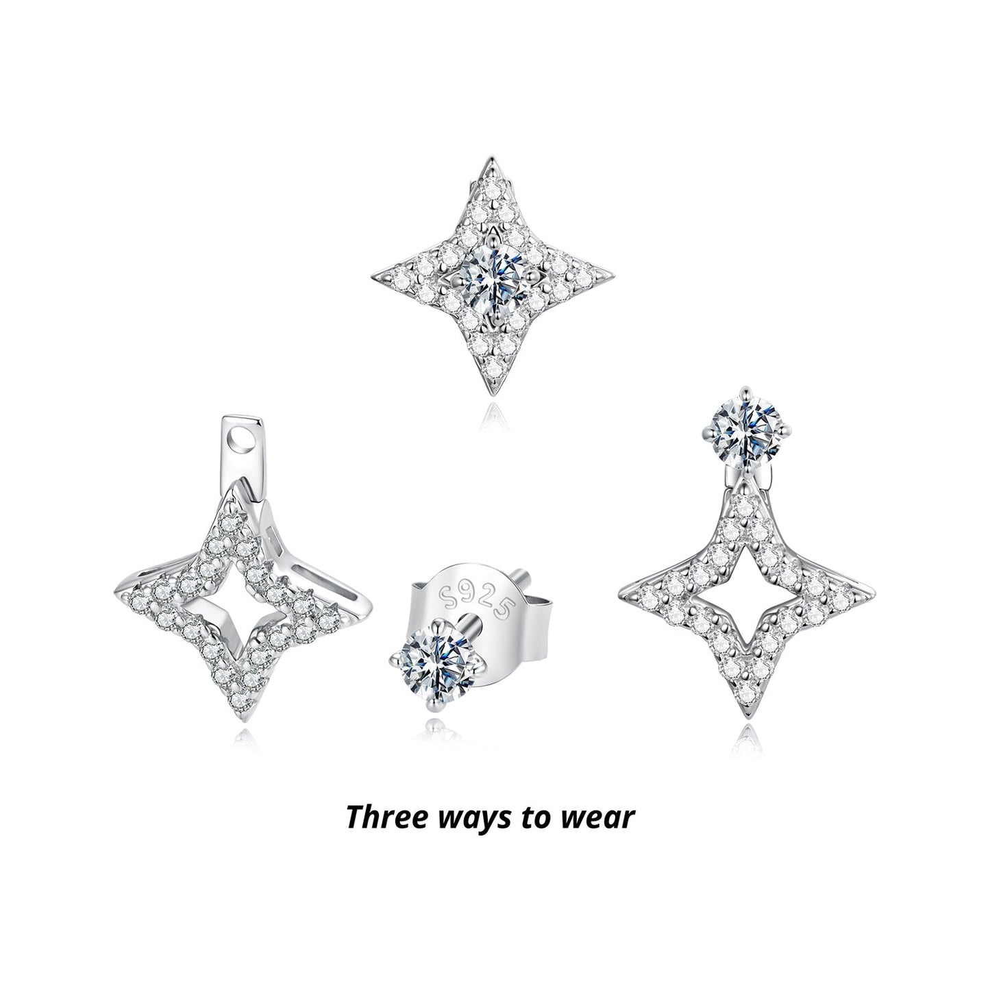 925 Sterling Silver Moissanite 0.1ct Earrings for Women