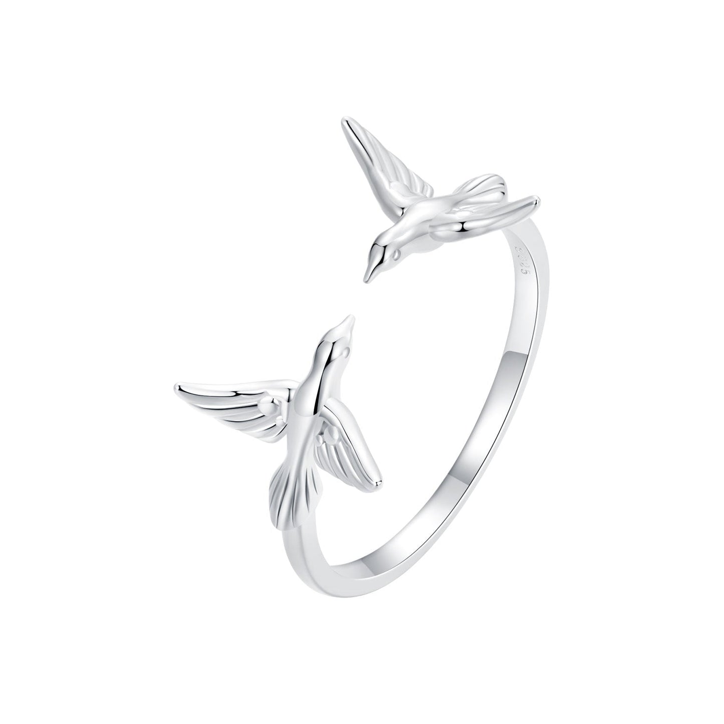 925 Sterling Silver Ring with White Gold Plating, 1.5mm Width