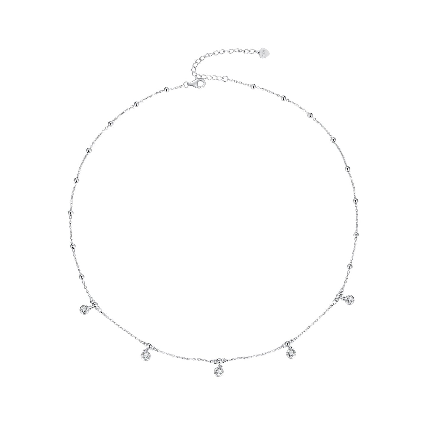 925 Sterling Silver 3mm Moissanite Necklace for Women