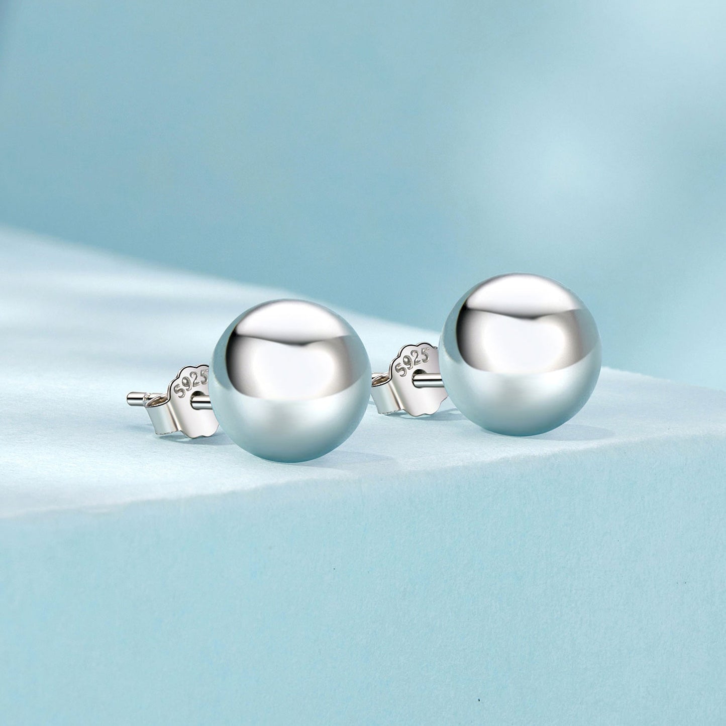 925 Sterling Silver Plated White Gold Earrings - 10mm for Women