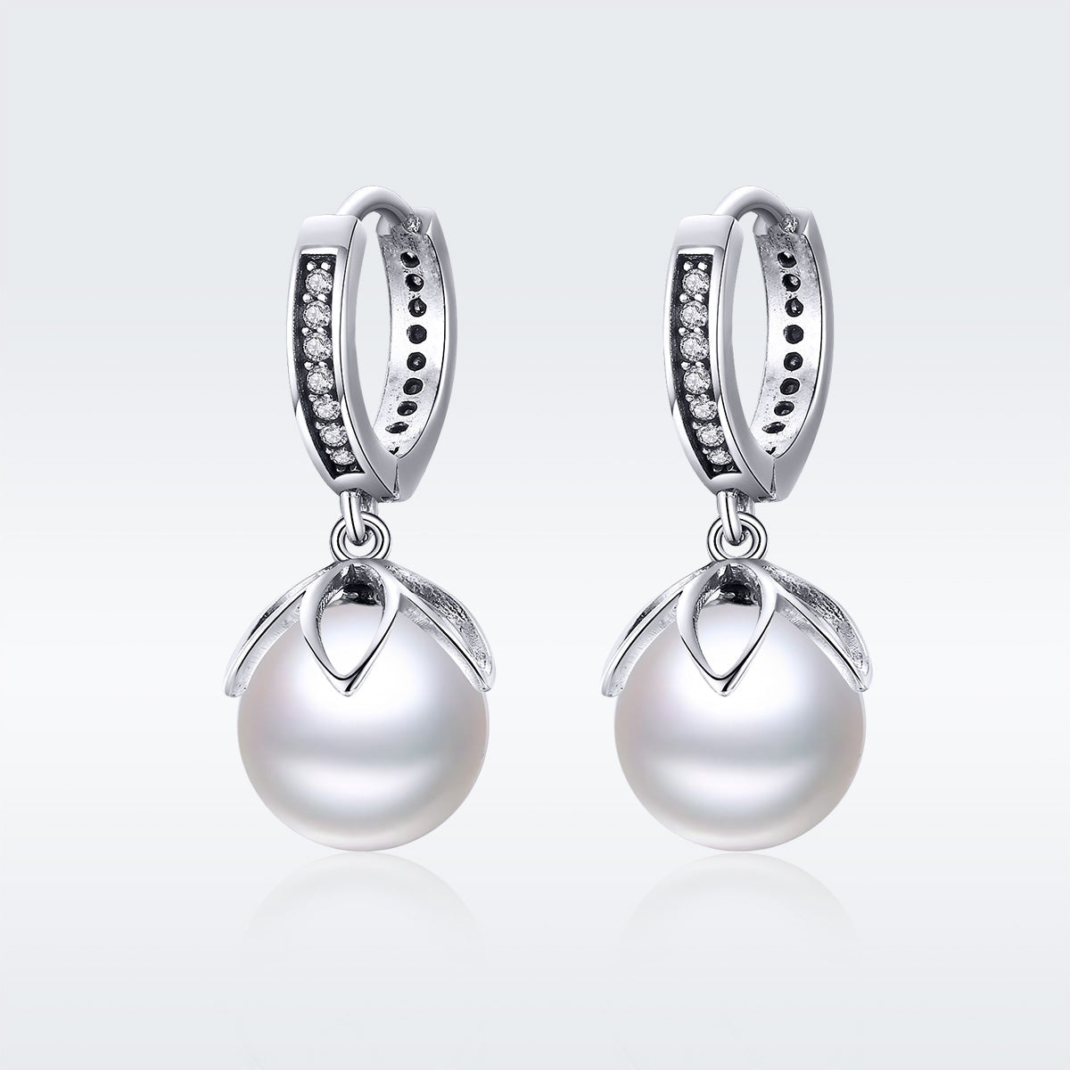 925 Sterling Silver Earrings with Quality Shell Pearl and CZ for Women