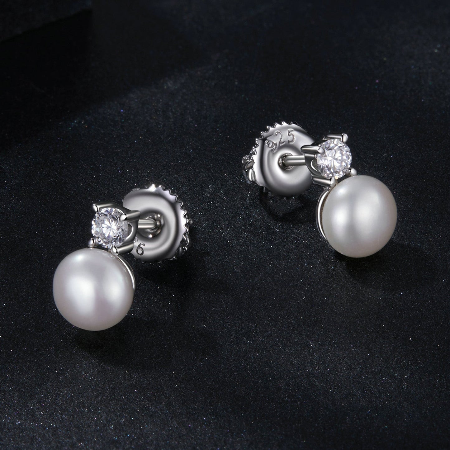925 Sterling Silver Moissanite 0.1ct Freshwater Pearl Earrings for Women