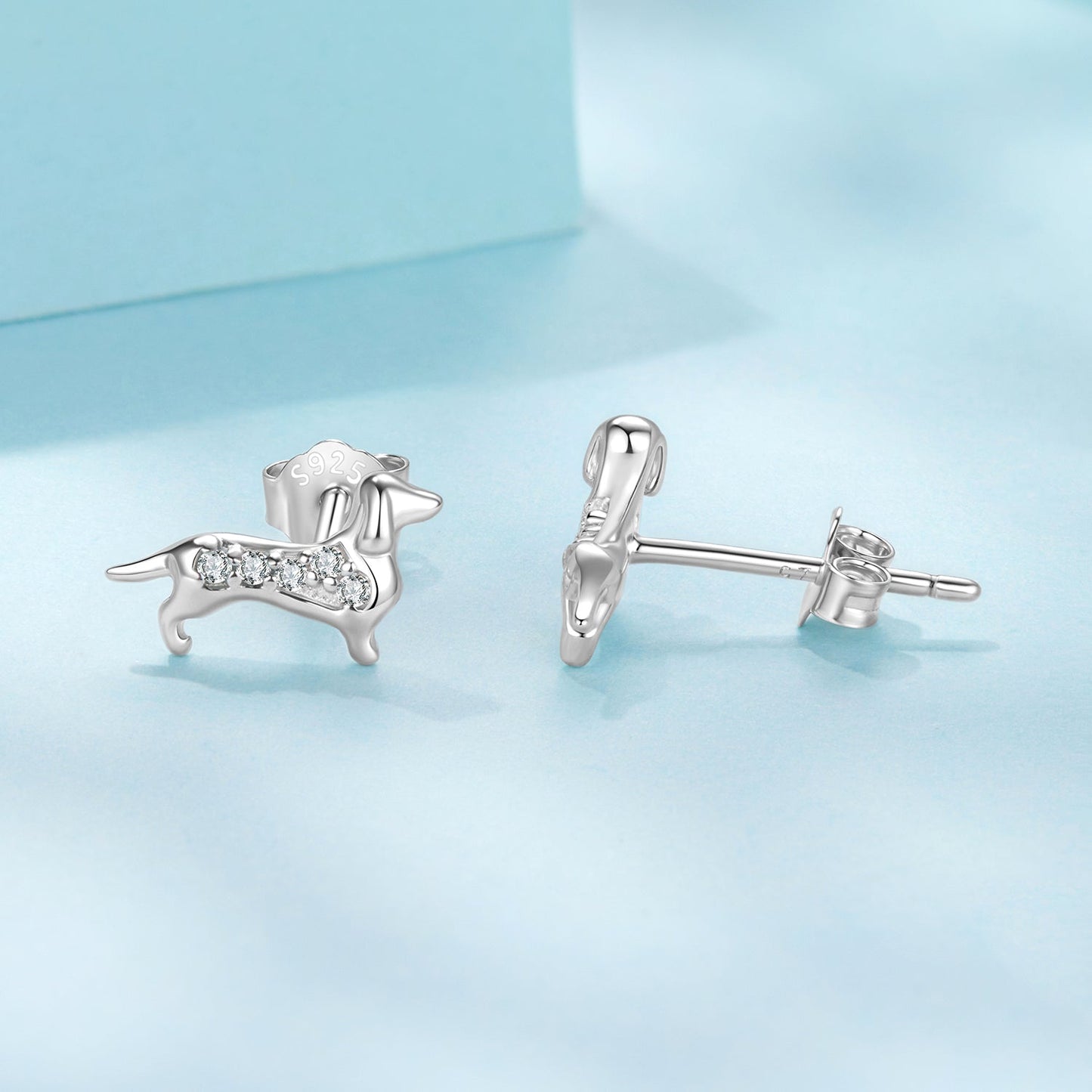 925 Sterling Silver Earrings with Pavé Setting and White Gold Plating for Women